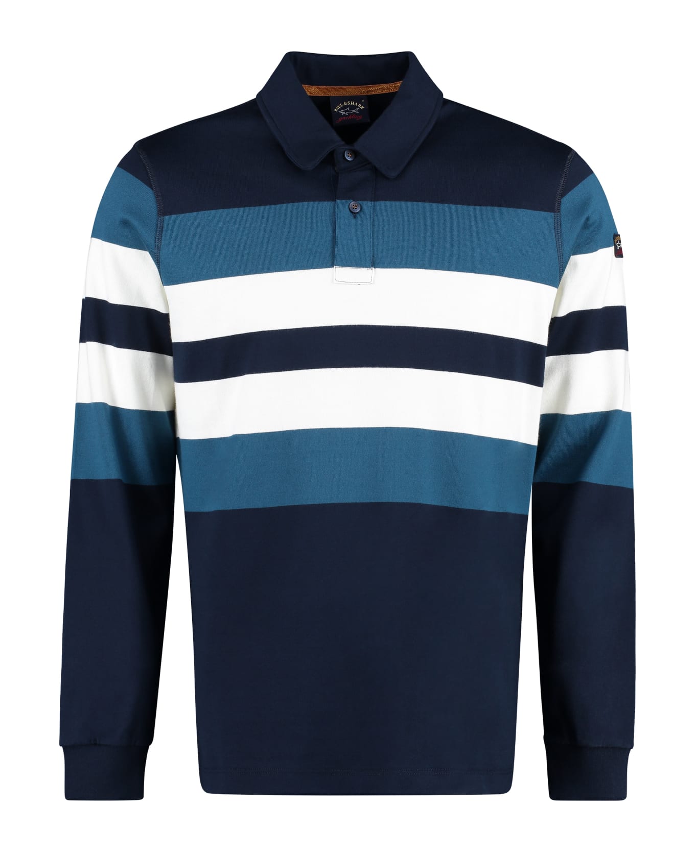 Paul&Shark Striped Cotton Polo Shirt - blue