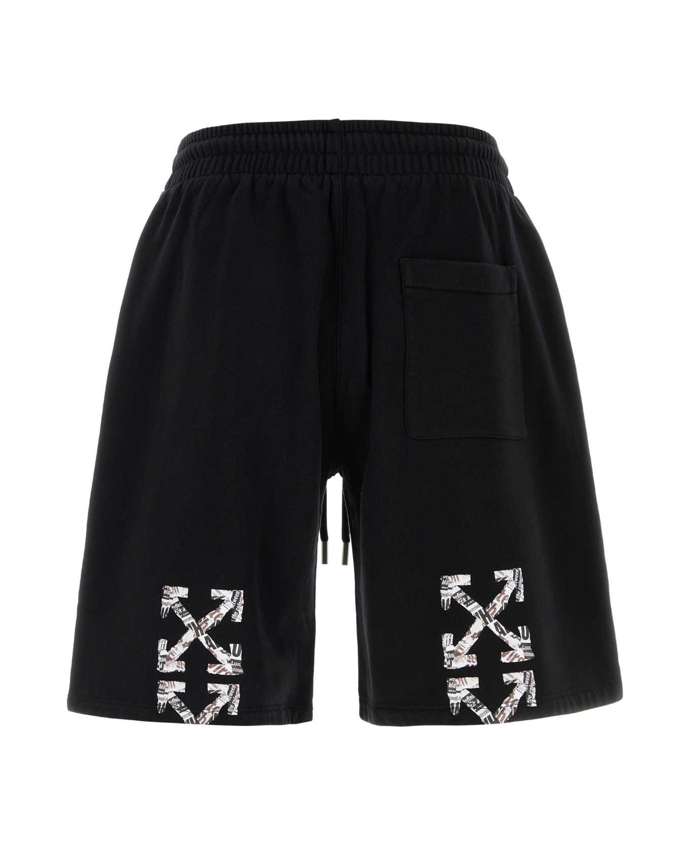 Off-White Black Cotton Bermuda Shorts - BLACKWHITE