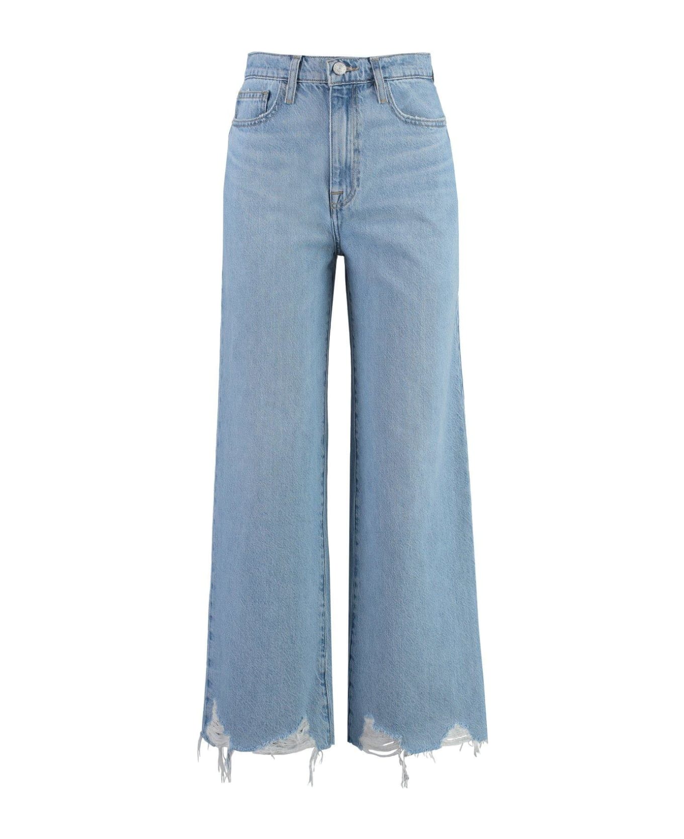 Frame Le Jane Raw-cut Hem Wide-leg Jeans - Clear Blue