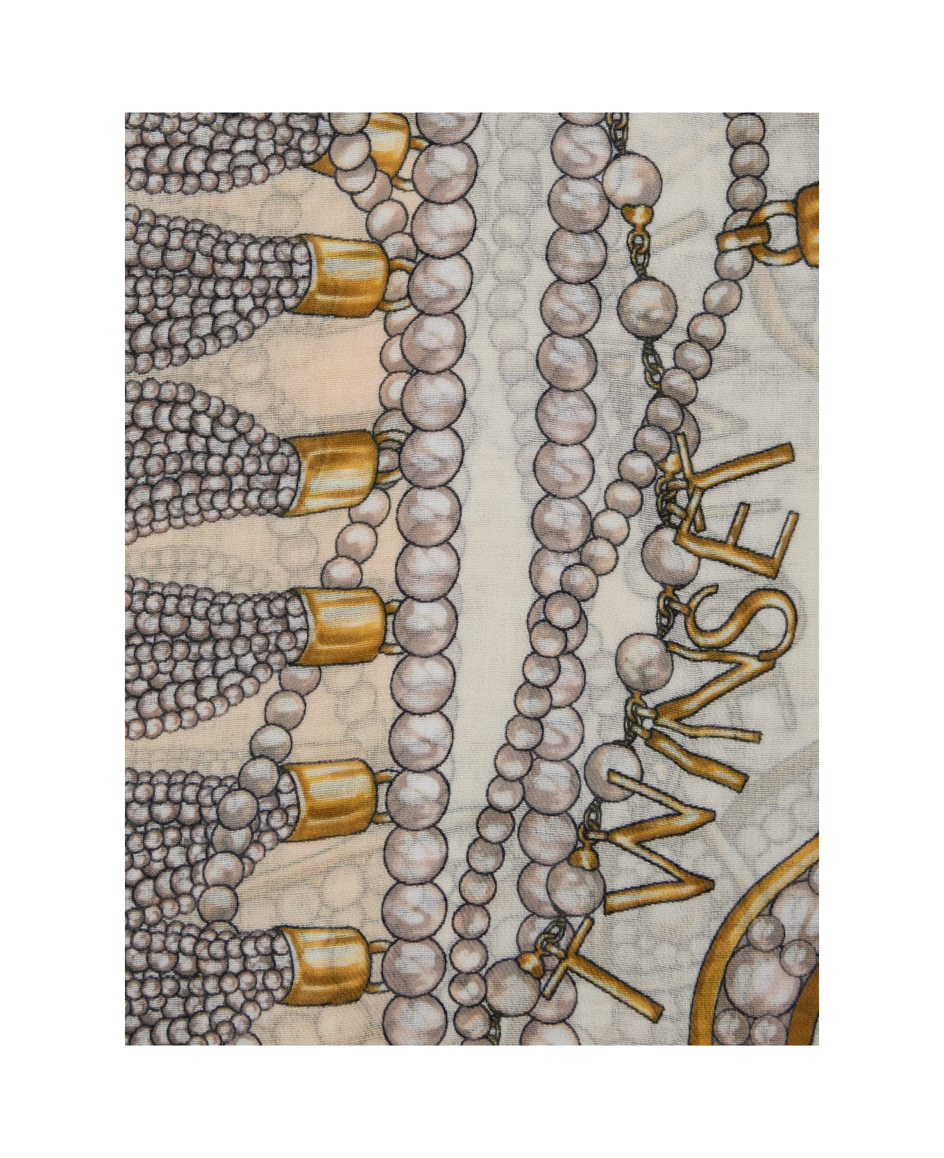 TwinSet Multicolor Scarf With All-over Pearl Print And Logo Lettering Detail In Modal Woman - Multicolor