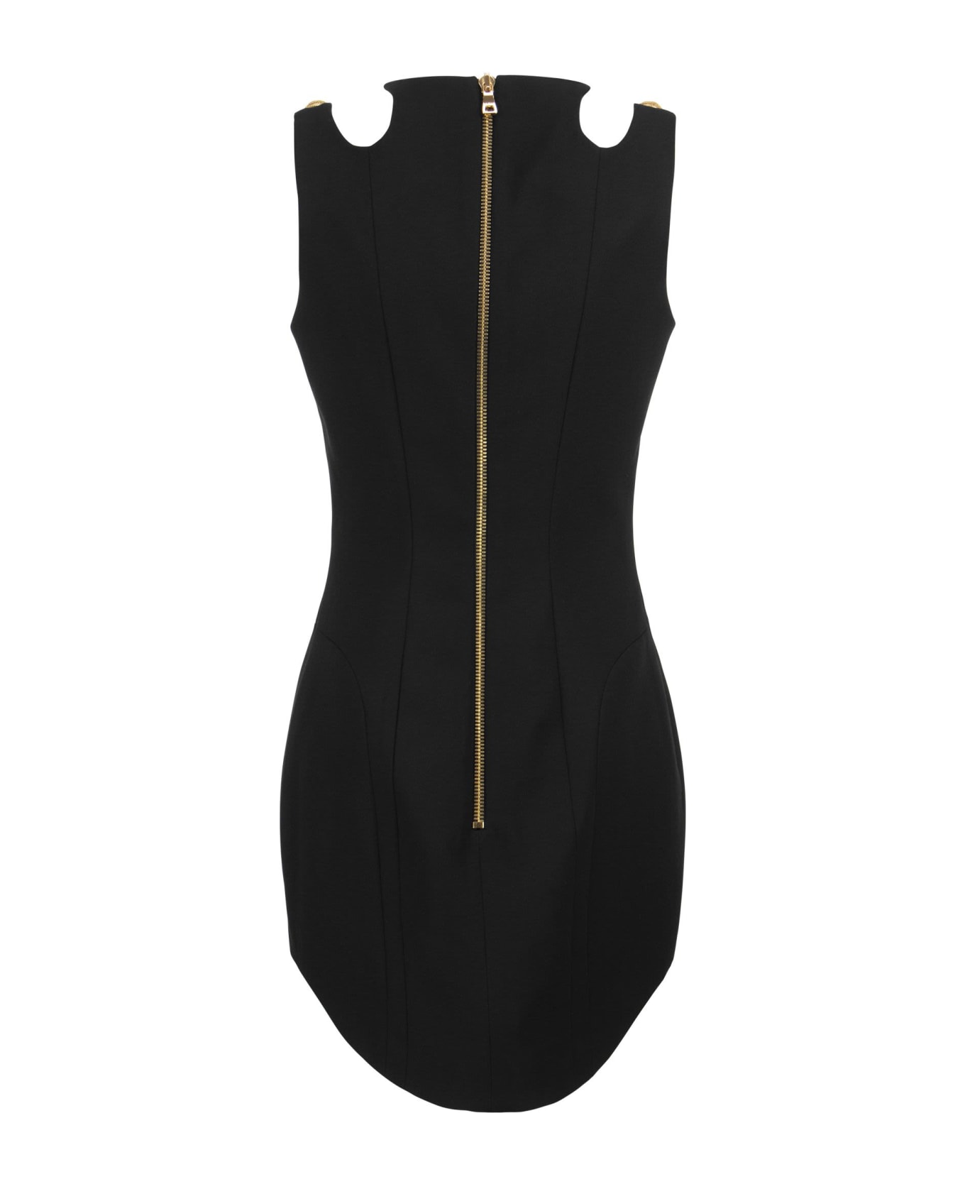 Balmain Sleeveless Wool Short Dress - Black