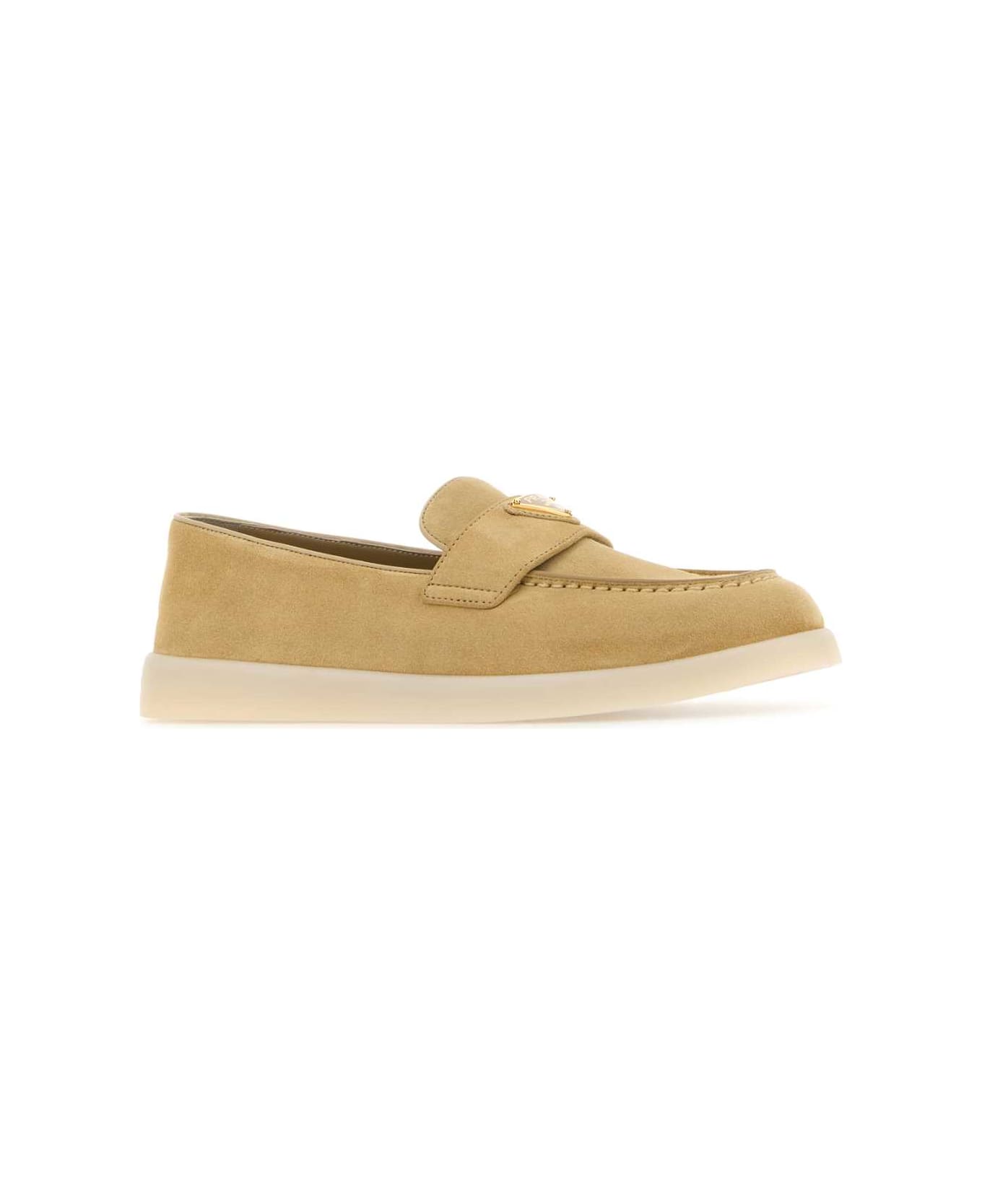 Prada Beige Suede Loafers - ECRU'