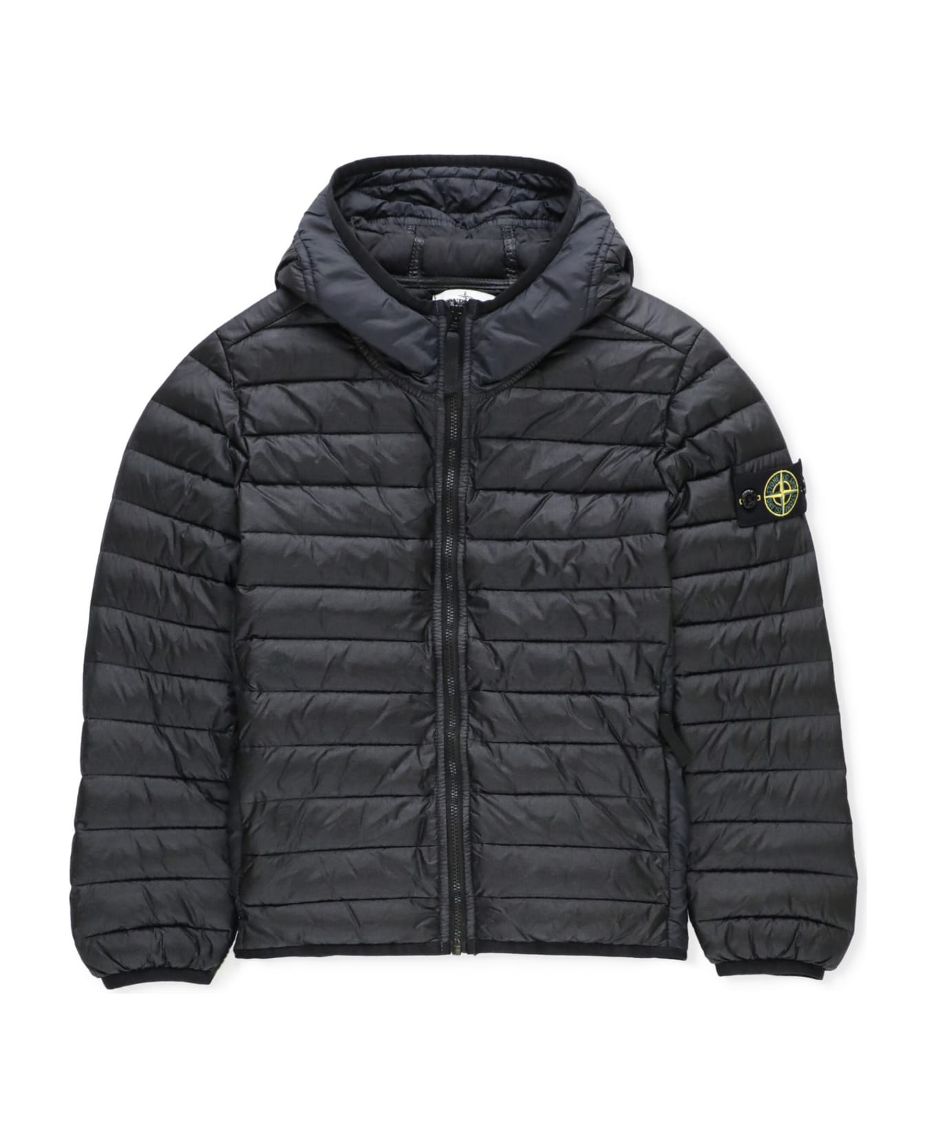 Stone Island Junior Quilted Down Jacket With Logo - Black