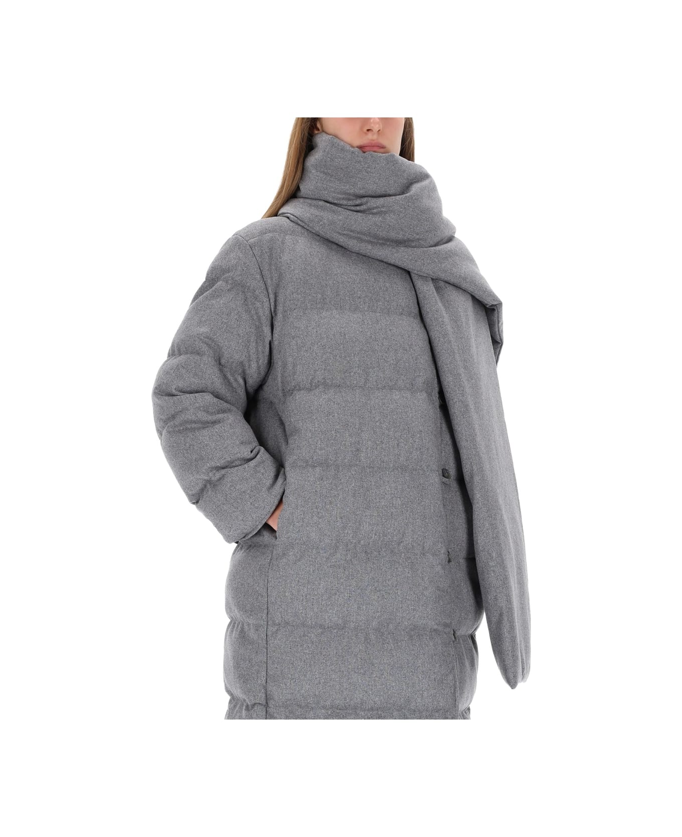Hugo Boss Reversible Coat With Scarf - GREY
