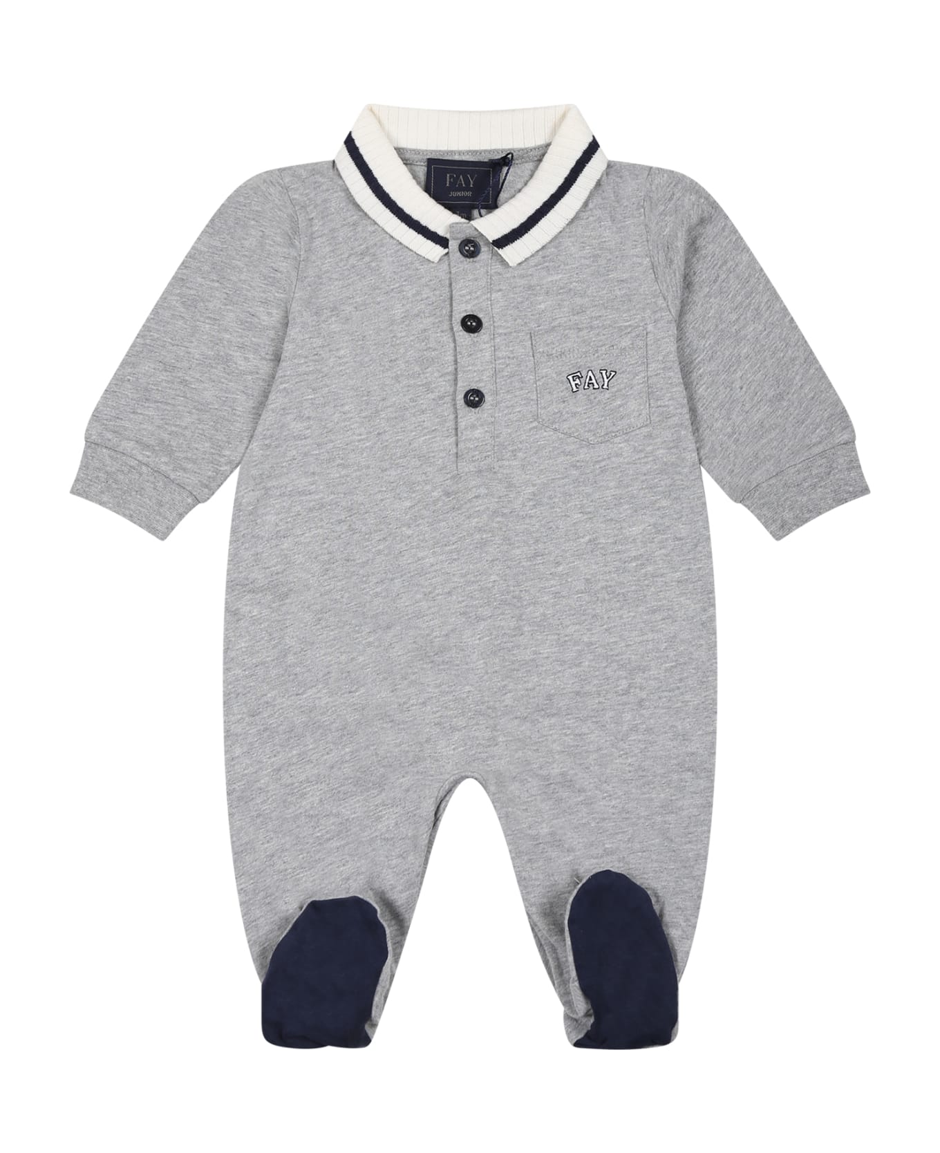 Fay Grey Set For Baby Boy With Logo - Grey