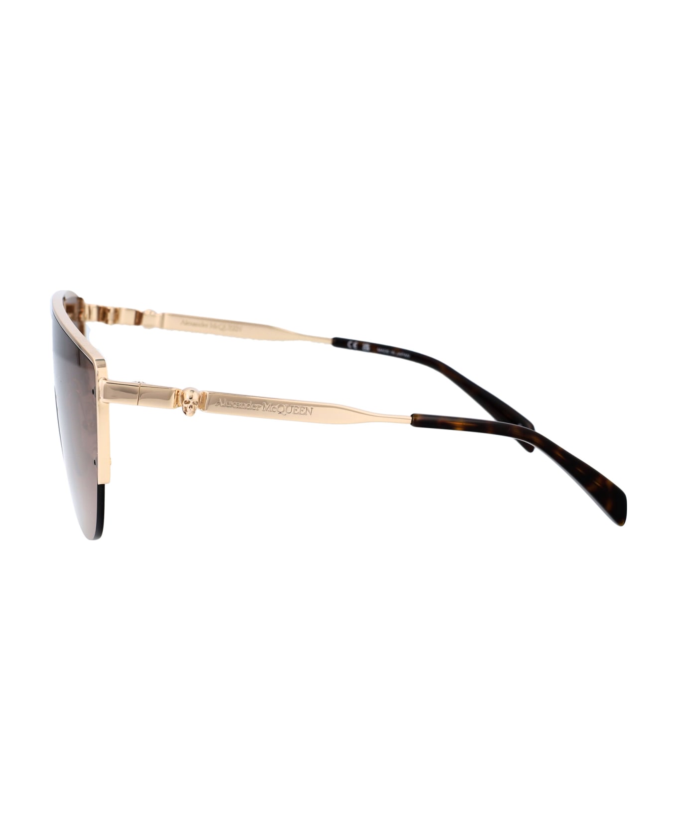 Alexander McQueen Eyewear Am0457s Sunglasses - 002 GOLD GOLD BROWN サングラス