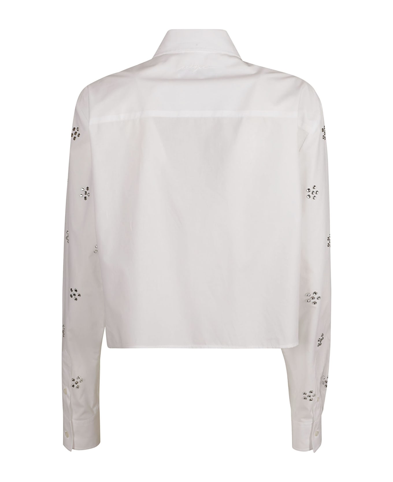 MSGM Cropped Embellished Shirt - White