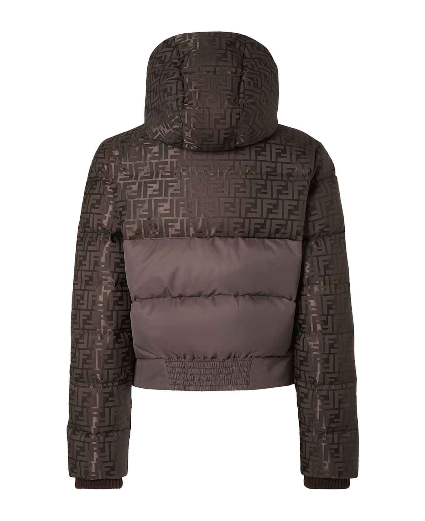 Fendi Down Jacket With Ff Jacquard Insert - DARK BROWN-25