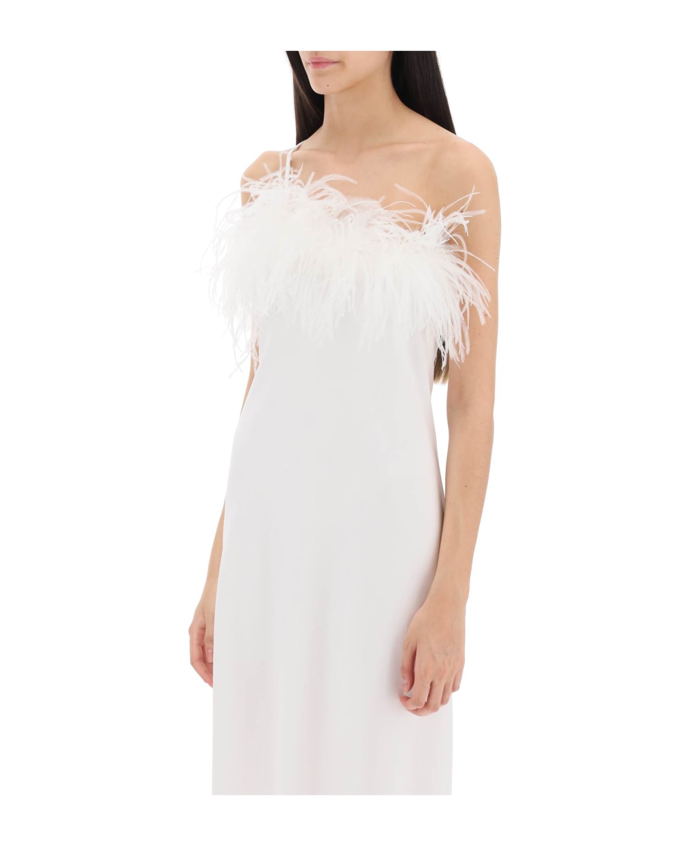 Art Dealer 'ember' Maxi Dress In Satin With Feathers - WHITE (White)