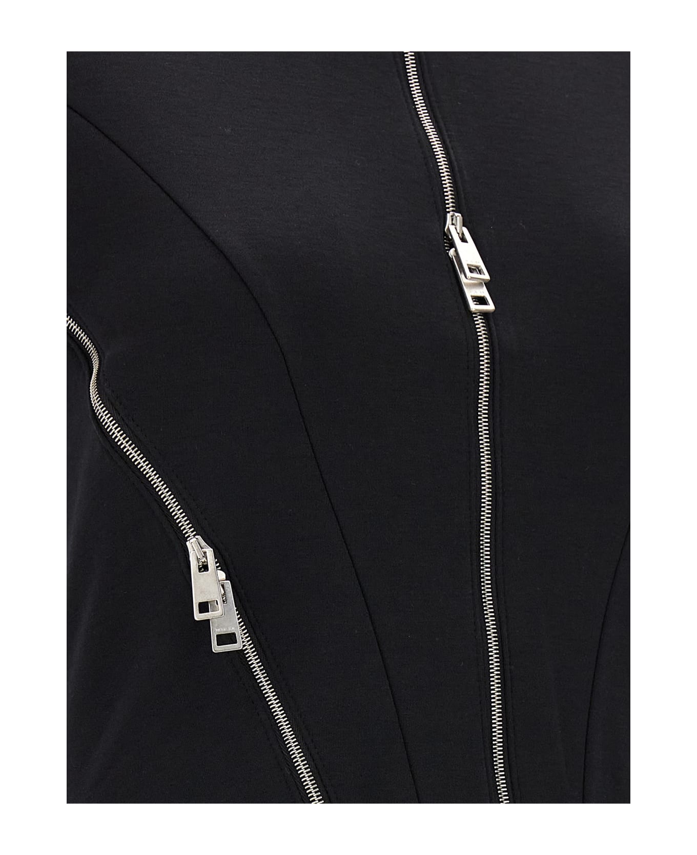 Mugler 'zipped Jersey' Bodysuit - Black  