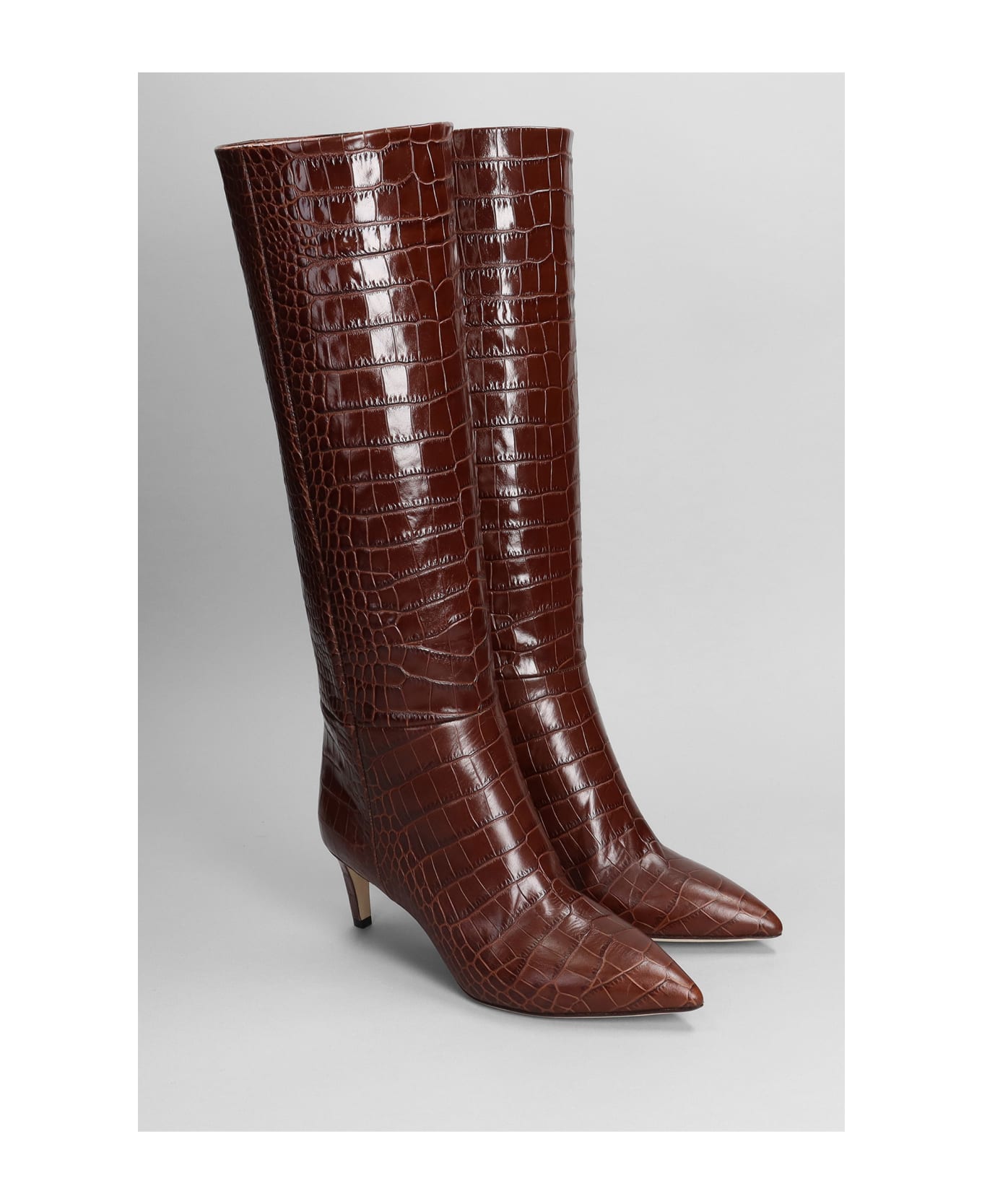 Paris Texas High Heels Boots In Brown Leather - brown