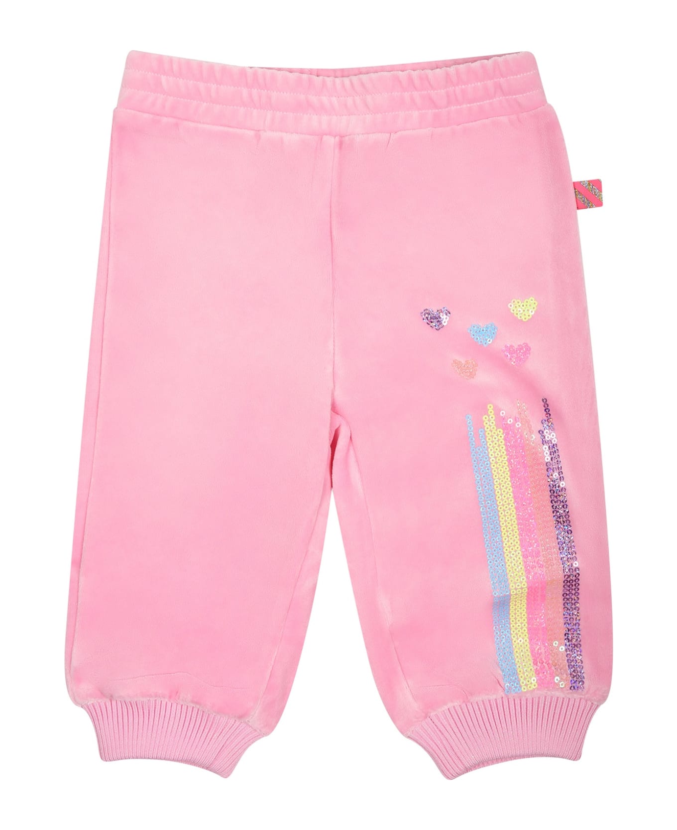 Billieblush Pink Trousers For Baby Girl With Hearts - Pink