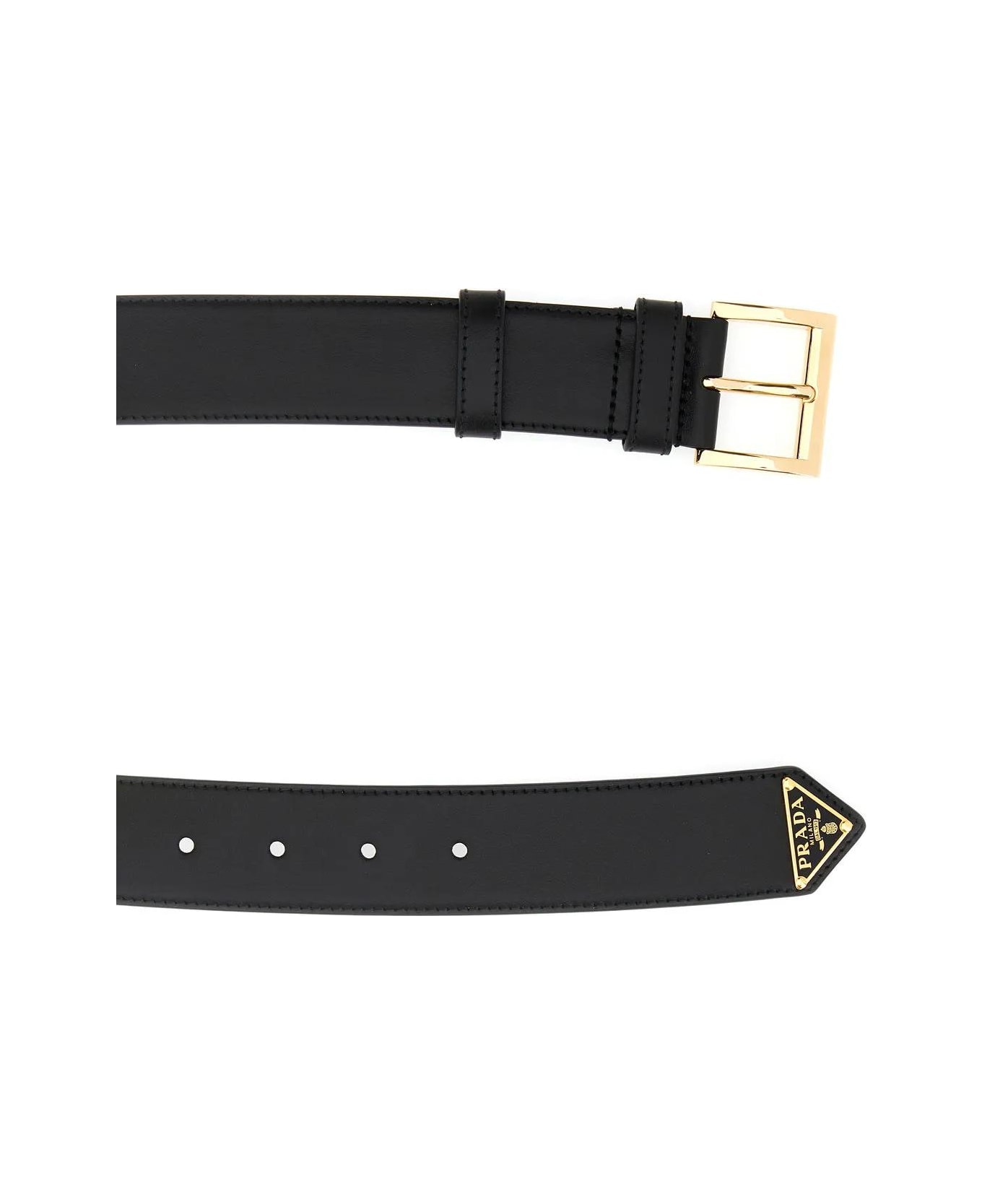 prada Re-Nylon Black Leather Belt - Nero 1