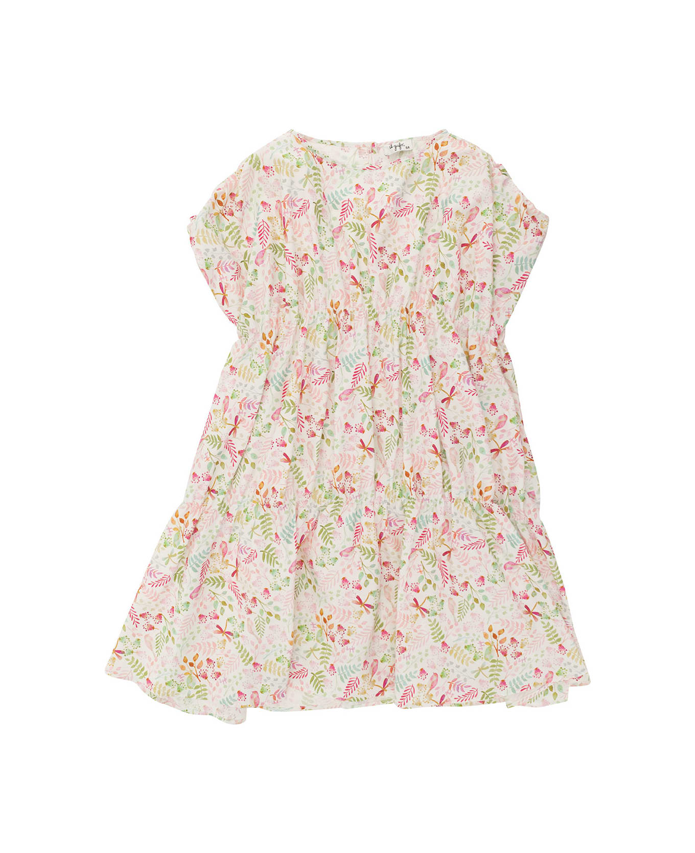 Il Gufo Multicolor Crewneck Dress With All-over Flower Print In Cotton Girl - Pink ワンピース＆ドレス