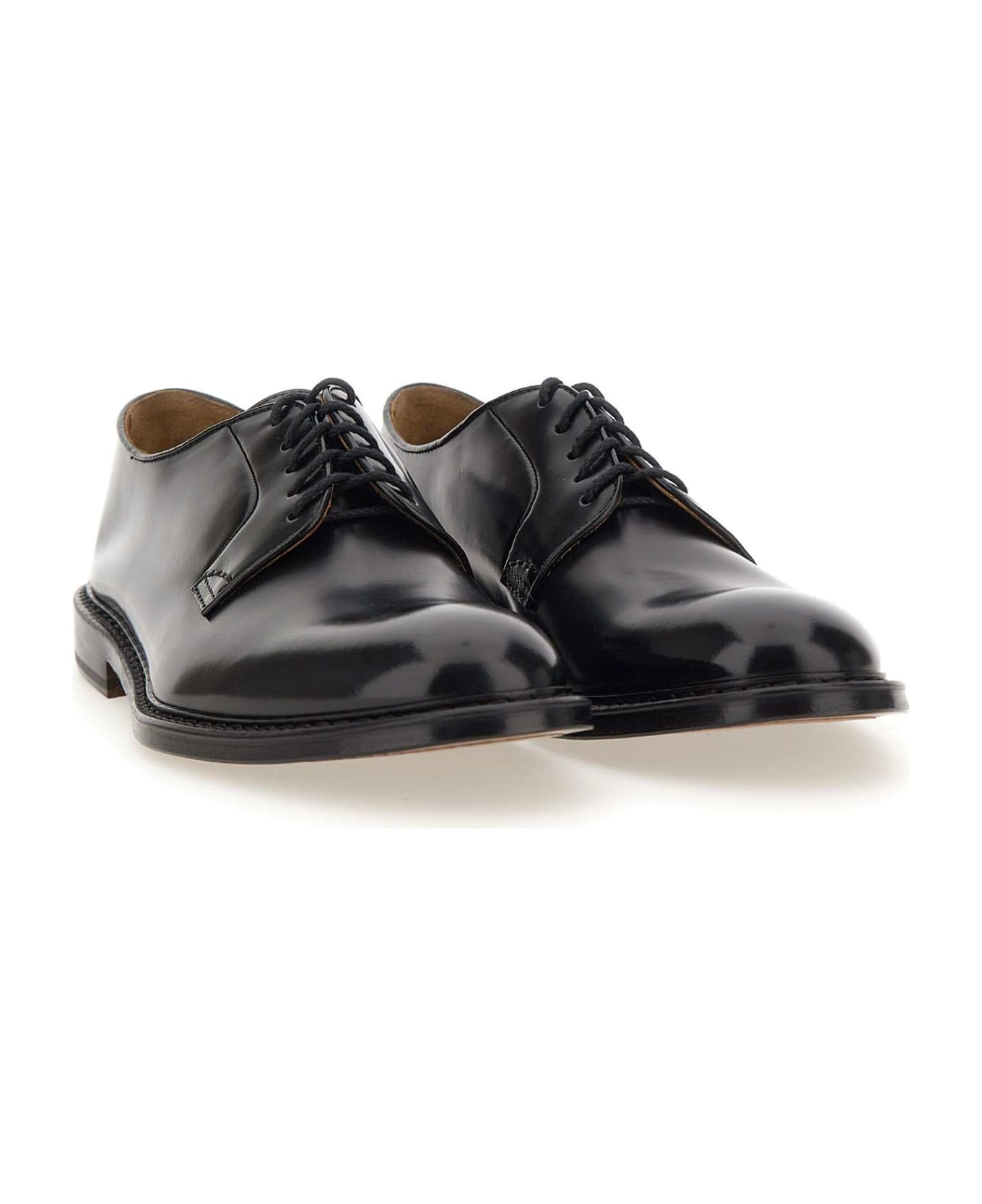 Doucal's "horse" Leather Lace-up Shoes - BLACK ローファー＆デッキシューズ