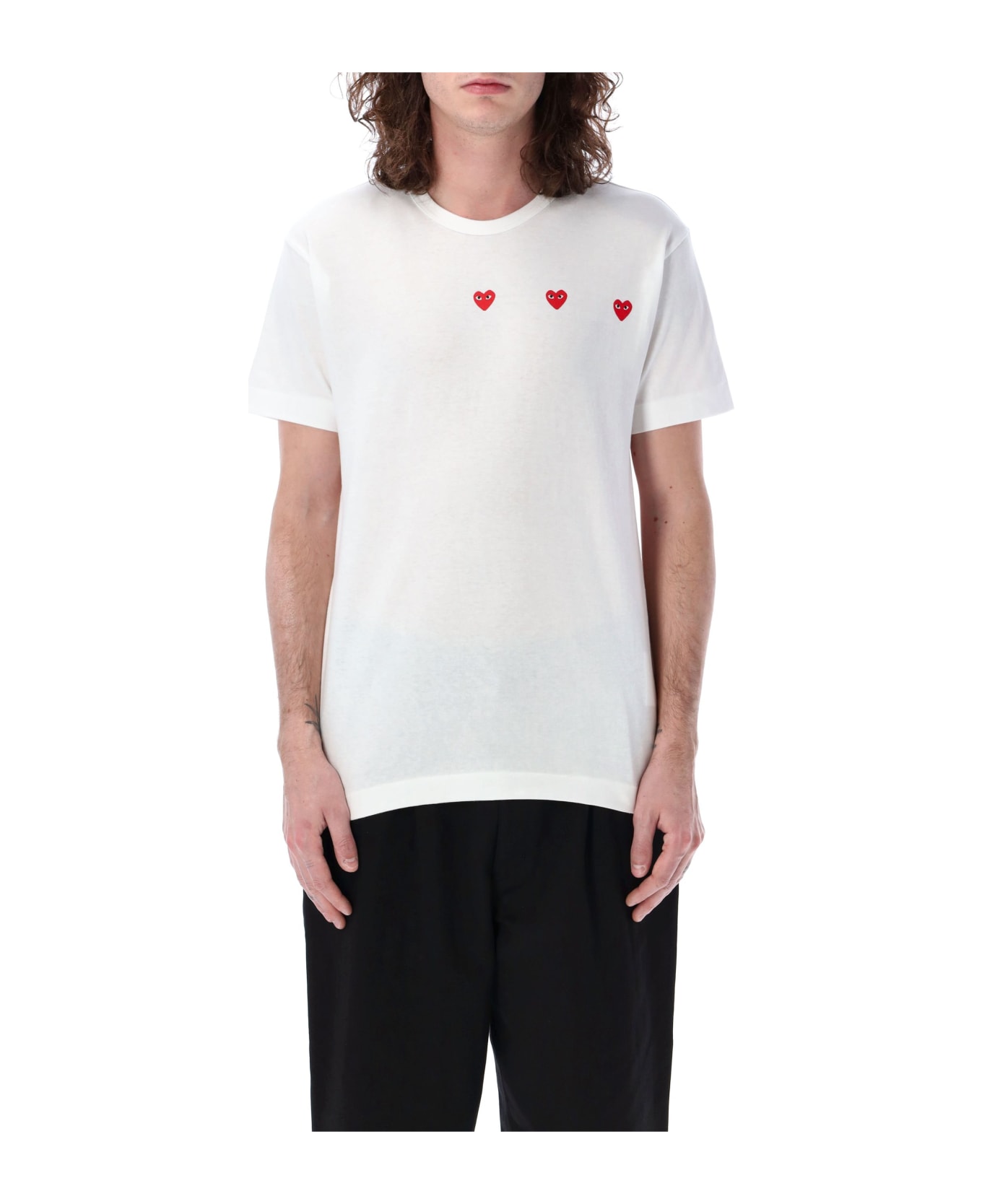 Comme des Garçons Play Hearts T-shirt - WHITE Tシャツ