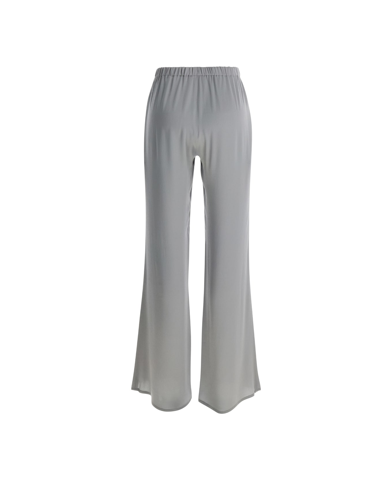 Antonelli Grey Loose Pants With Elastic Waistband In Silk Blend Woman - Grey