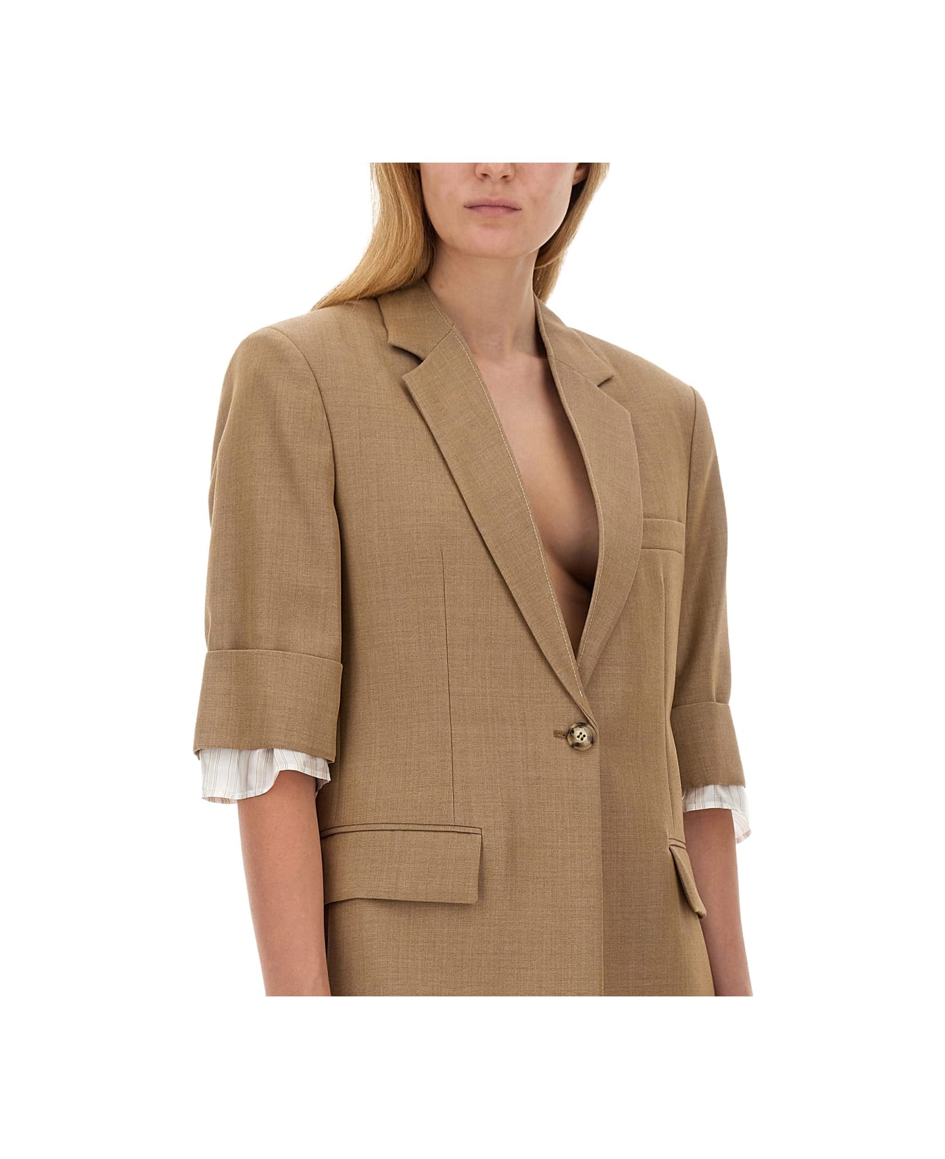 Victoria Beckham Single-breasted Jacket - BEIGE