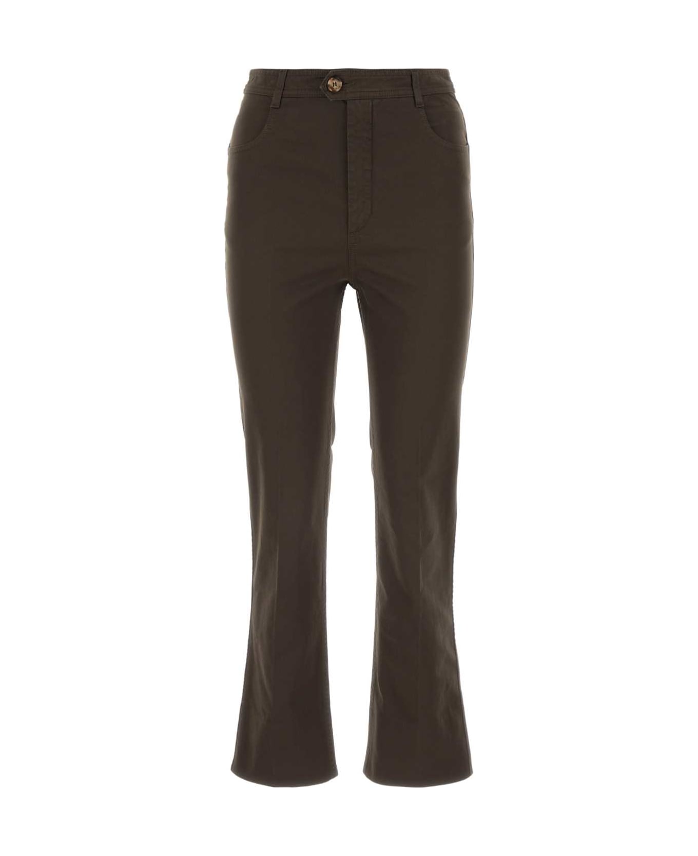 Saint Laurent Dark Brown Cotton Pant - DARKBROWN