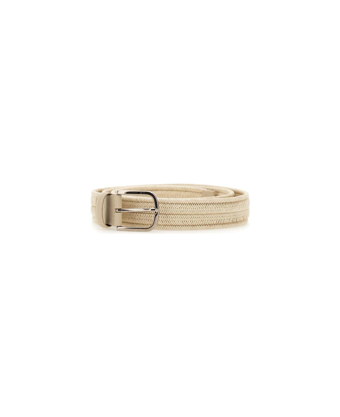 Orciani Cotton And Leather Belt - BEIGE