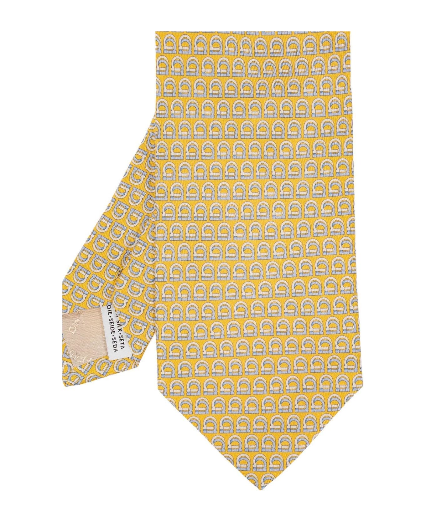 Ferragamo Allover Logo Printed Tie - Yellow