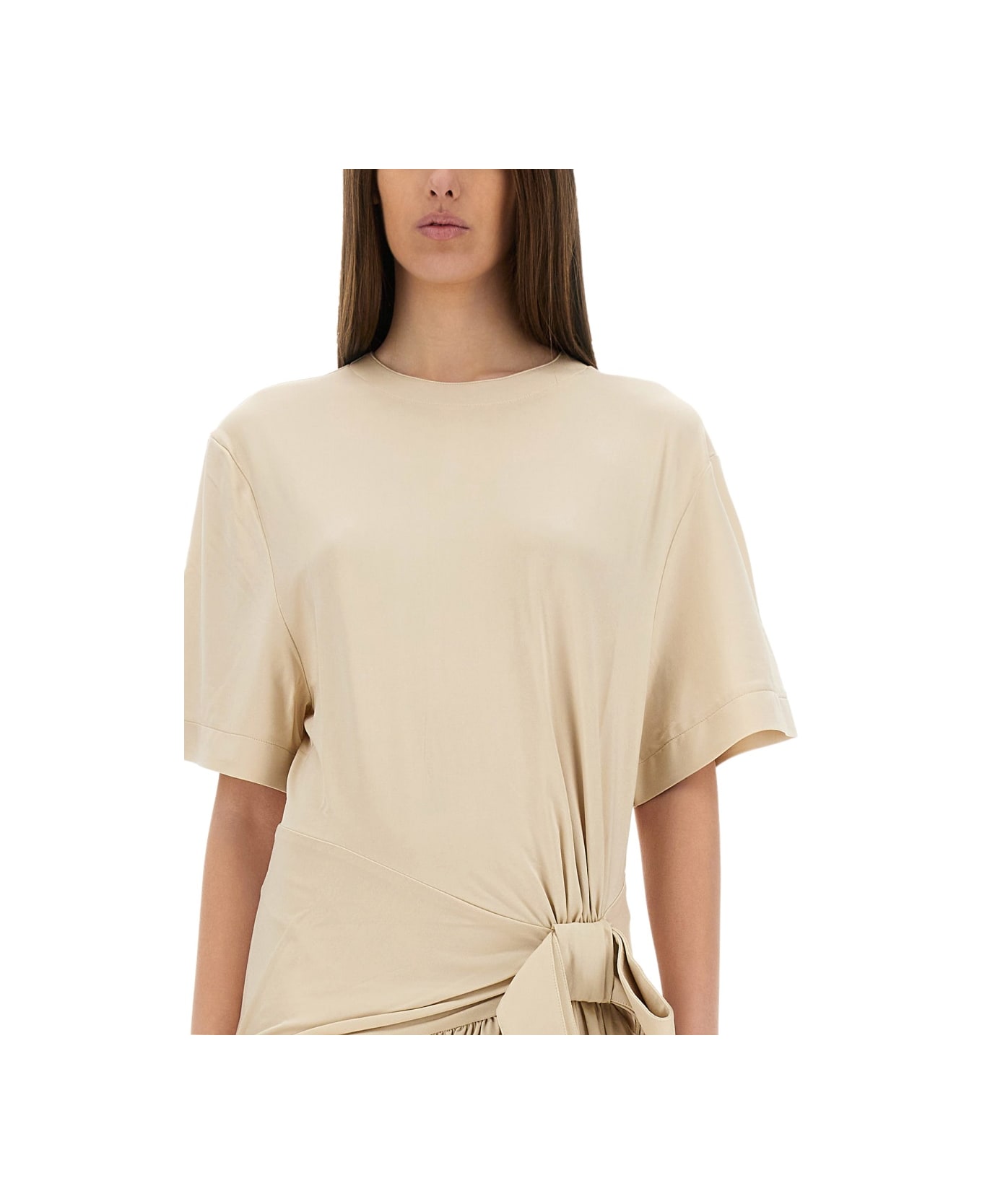 Paco Rabanne Mini Dress With Bow - BEIGE