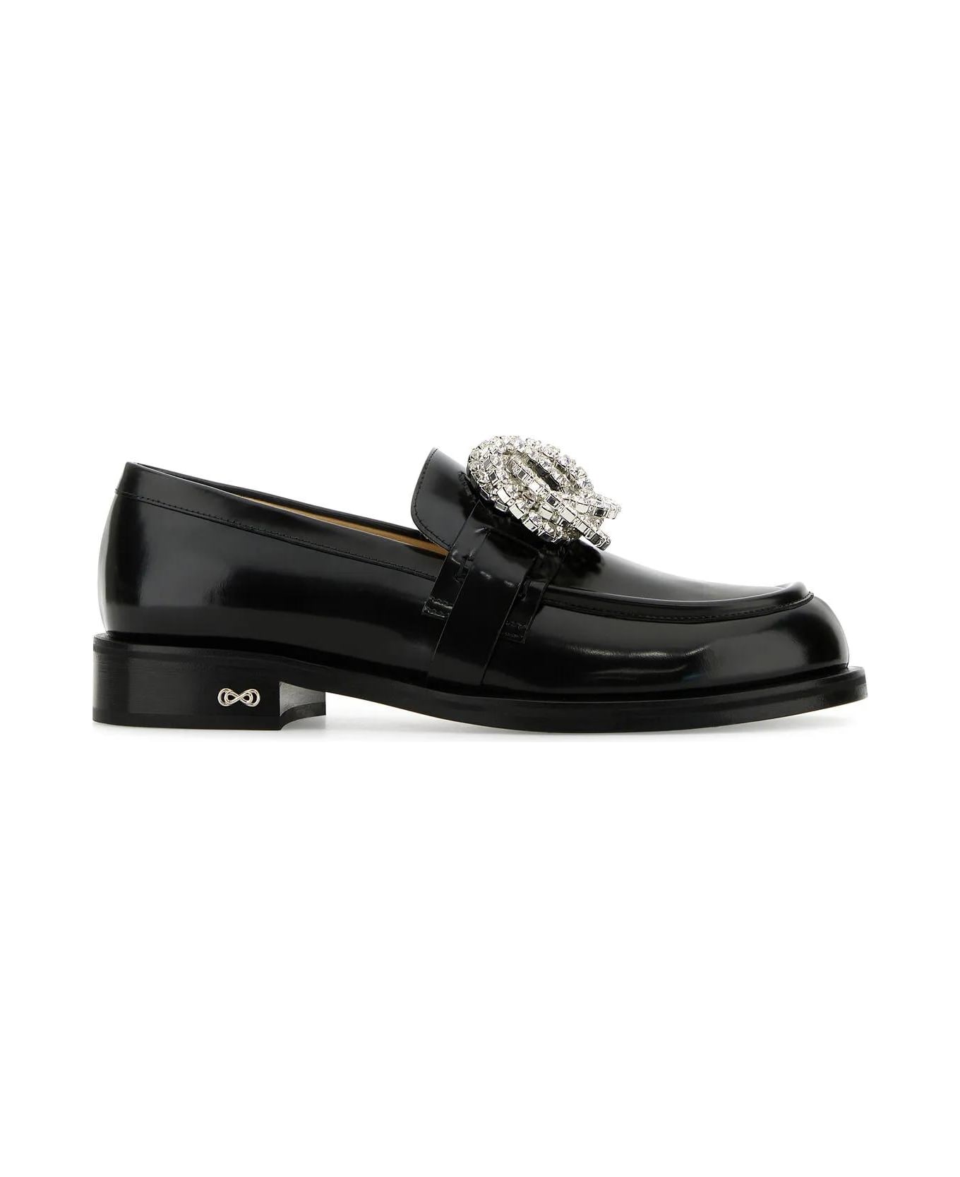 Mach & Mach Black Leather Galaxy Loafers - Black