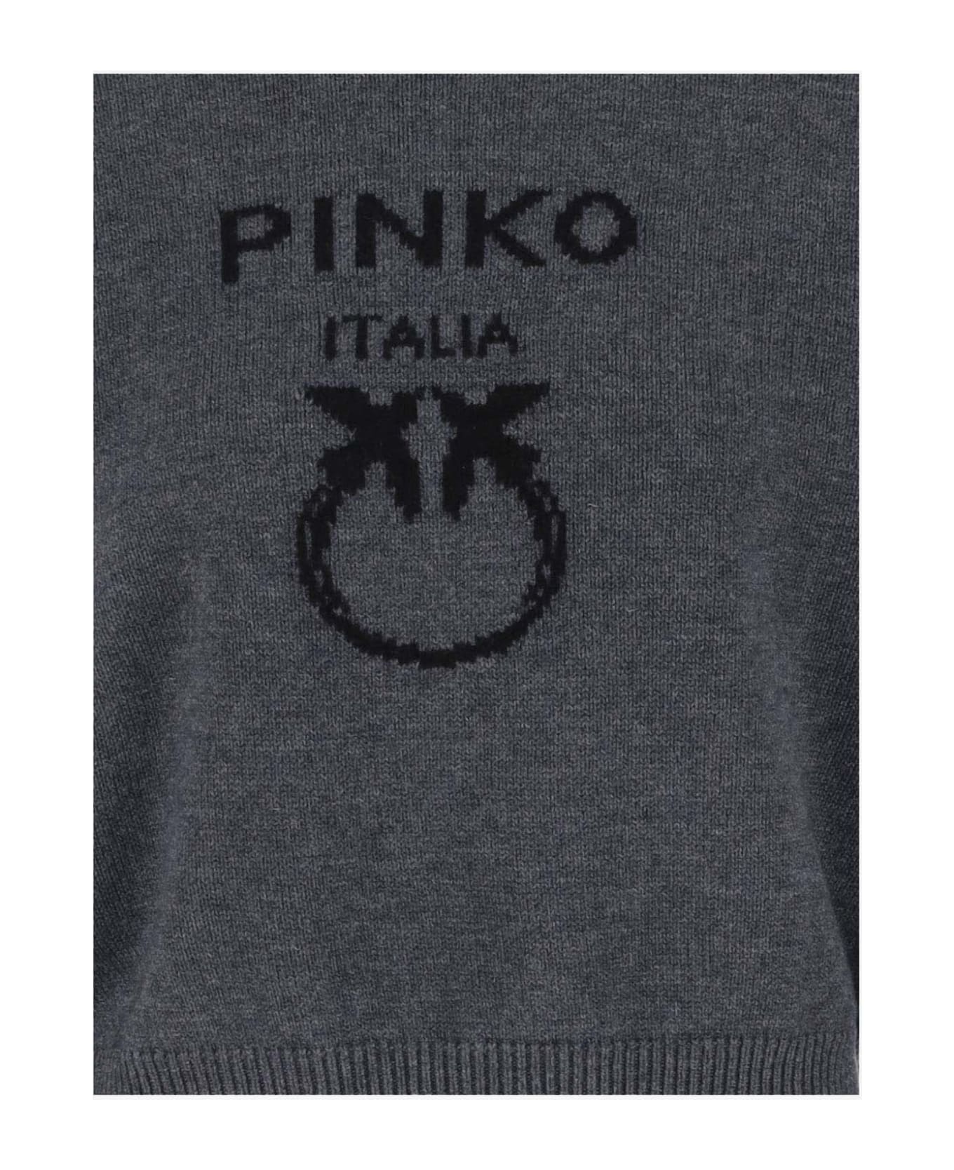 Pinko Wool Sweater With Logo - Grigio