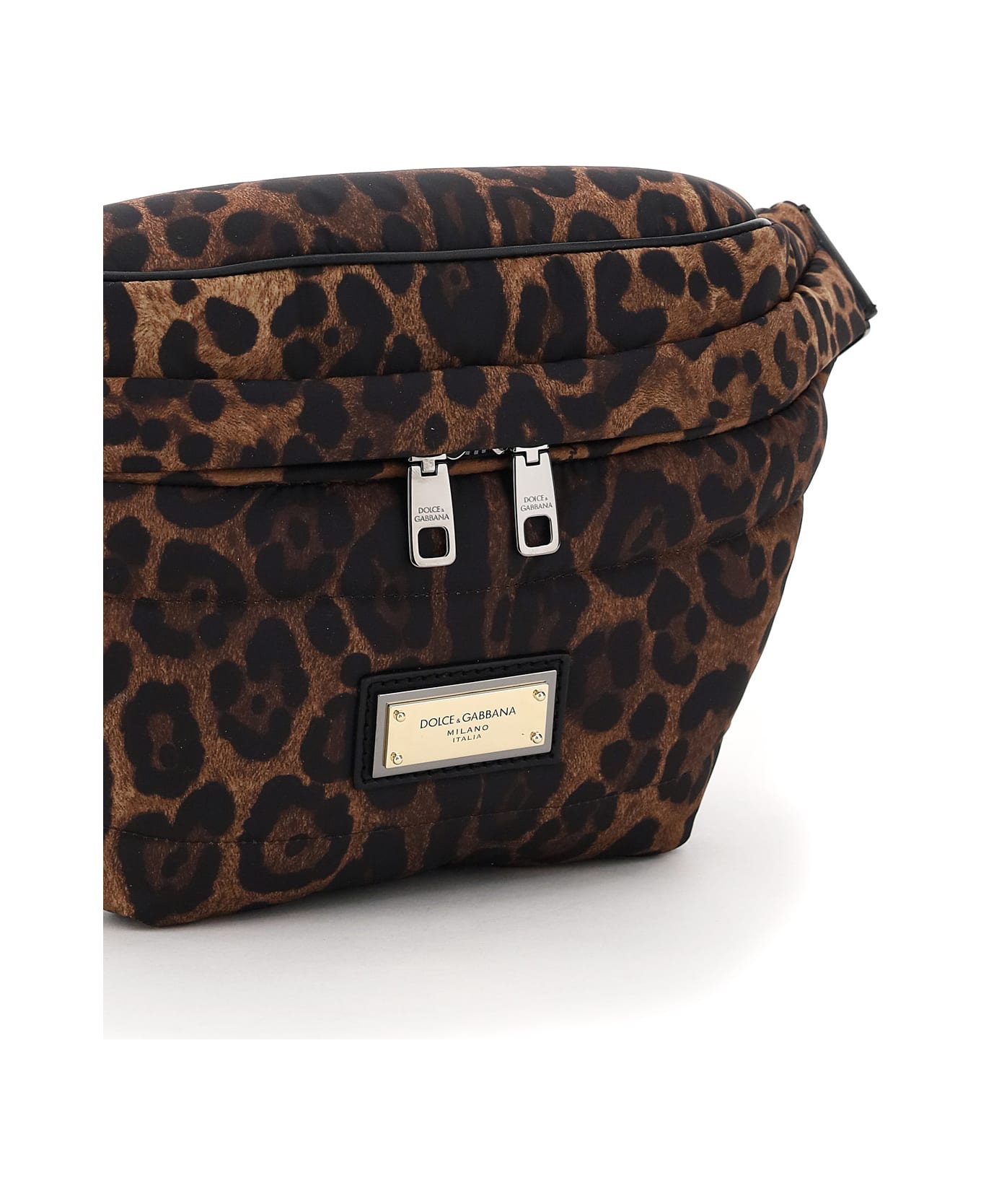 Dolce & Gabbana Leopard-print Nylon Beltbag - LEO FDO NATURALE (Brown)