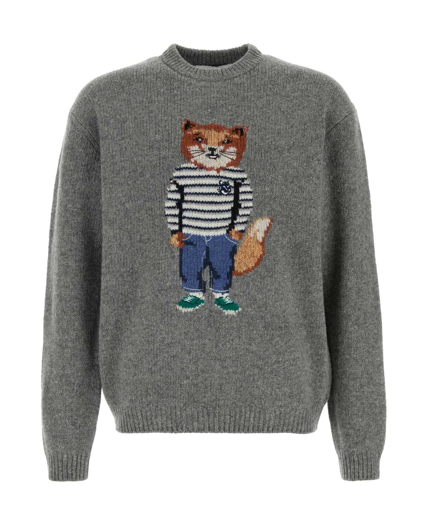 Maison Kitsuné Grey Wool Sweater - MEDIUMGREYMELANGE