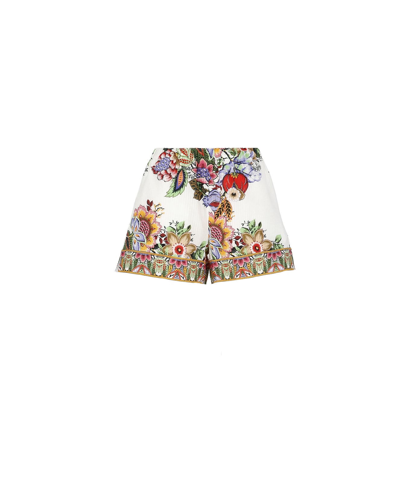 Etro Multicolor Bouquet Shorts - White