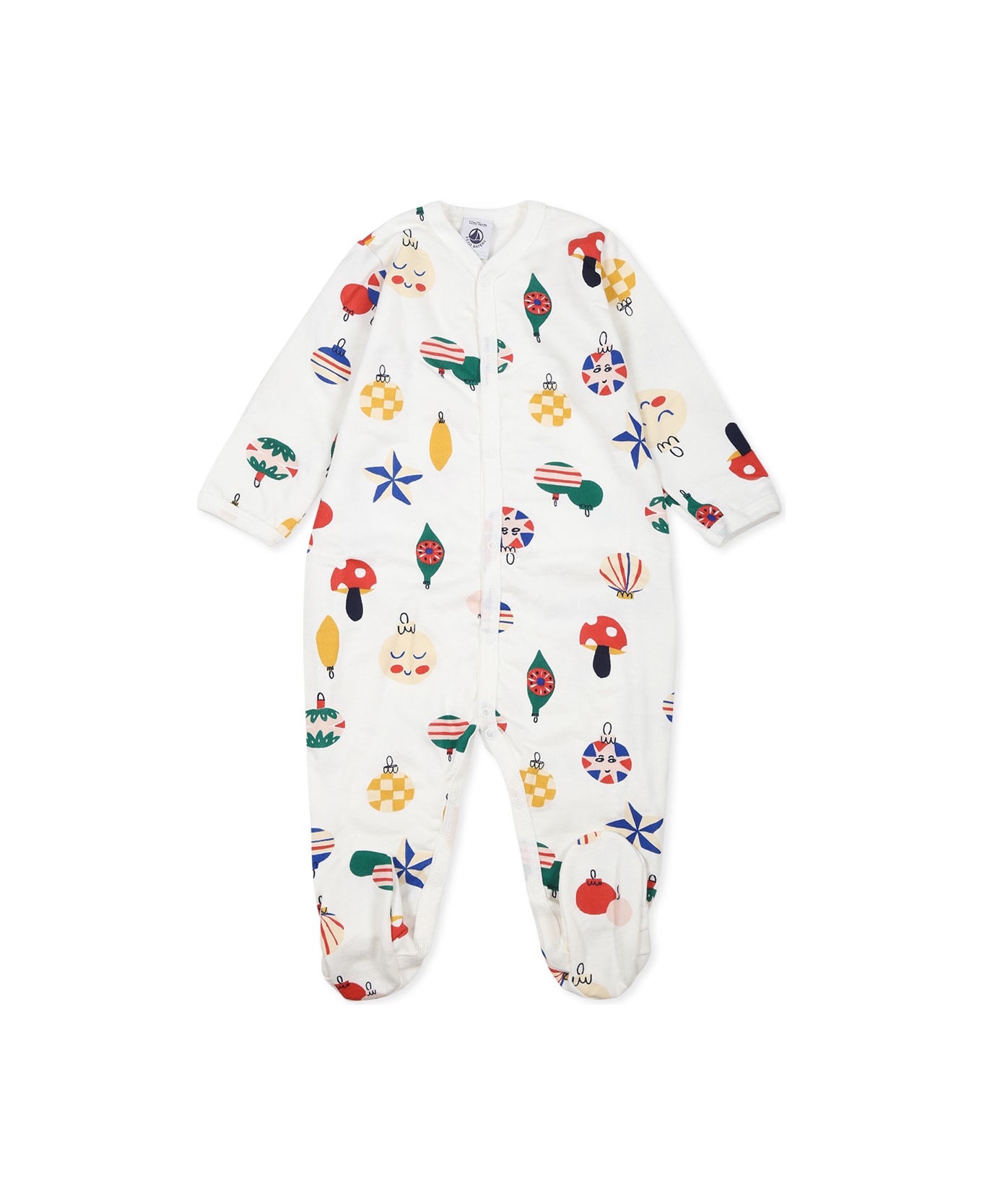 Petit Bateau White Babygrow For Babykids With Christmas Print - White