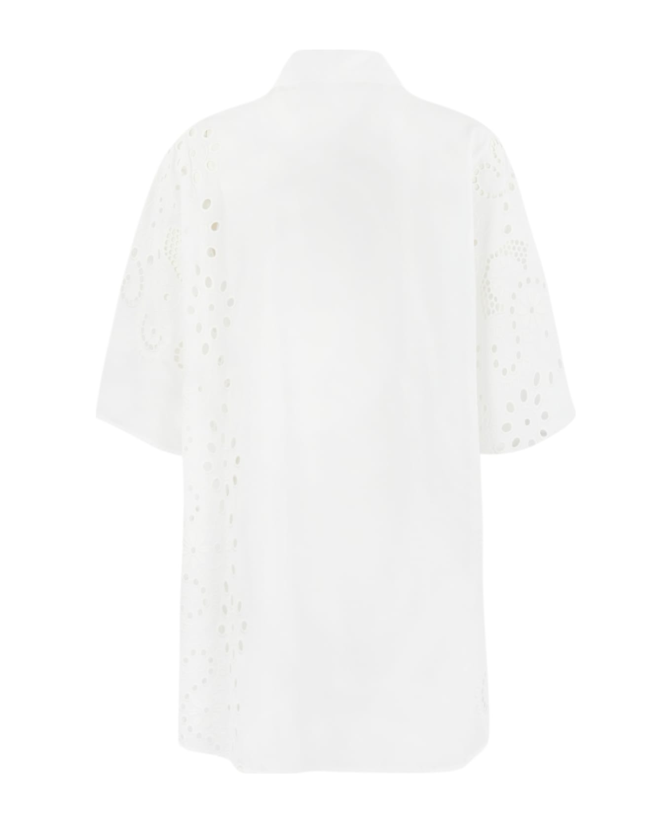 Liviana Conti Oversize Shirt In Sangallo - Bianco