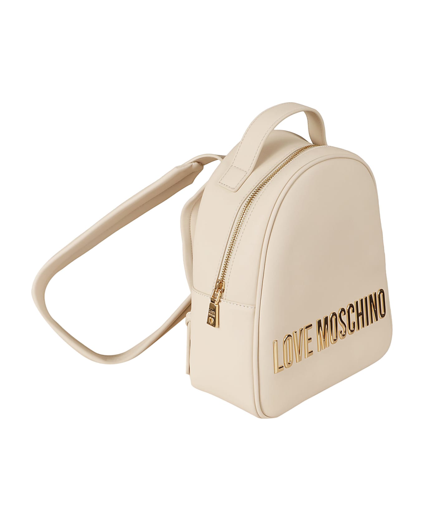 Love Moschino Logo Plaque Embossed Backpack - Avorio バックパック