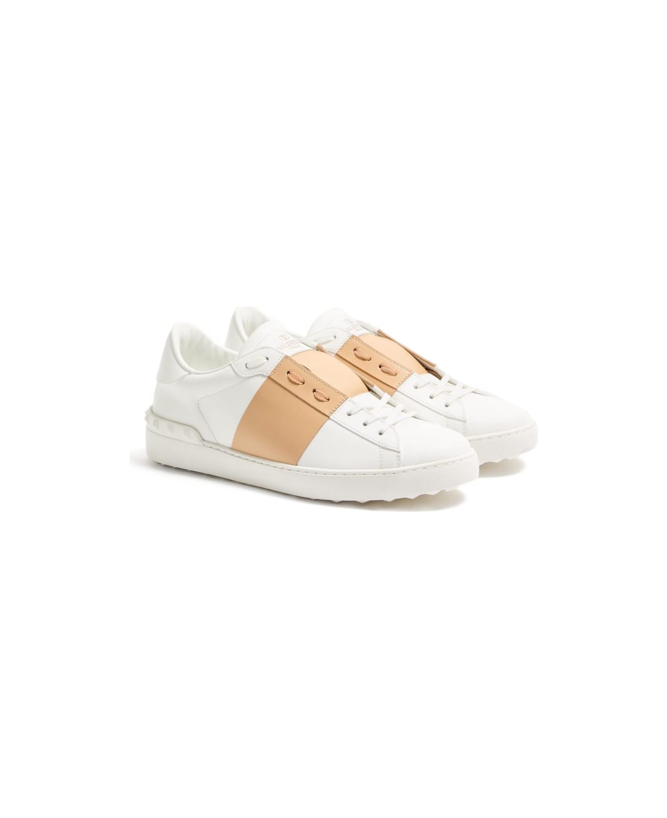 Valentino Garavani Open Leather Sneakers - Beige