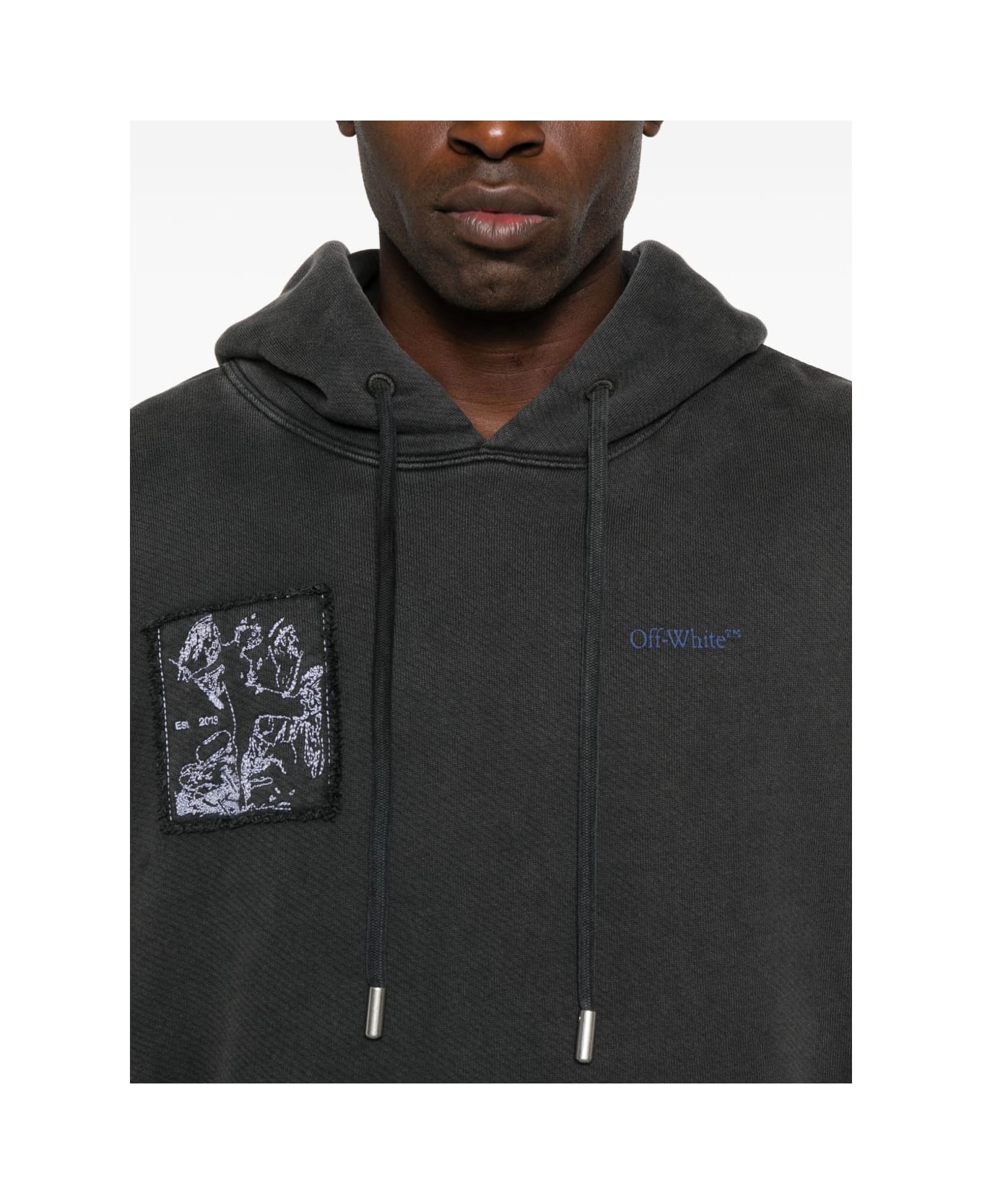 Off-White Faded Painting Skate Cotton Hoodie - Black