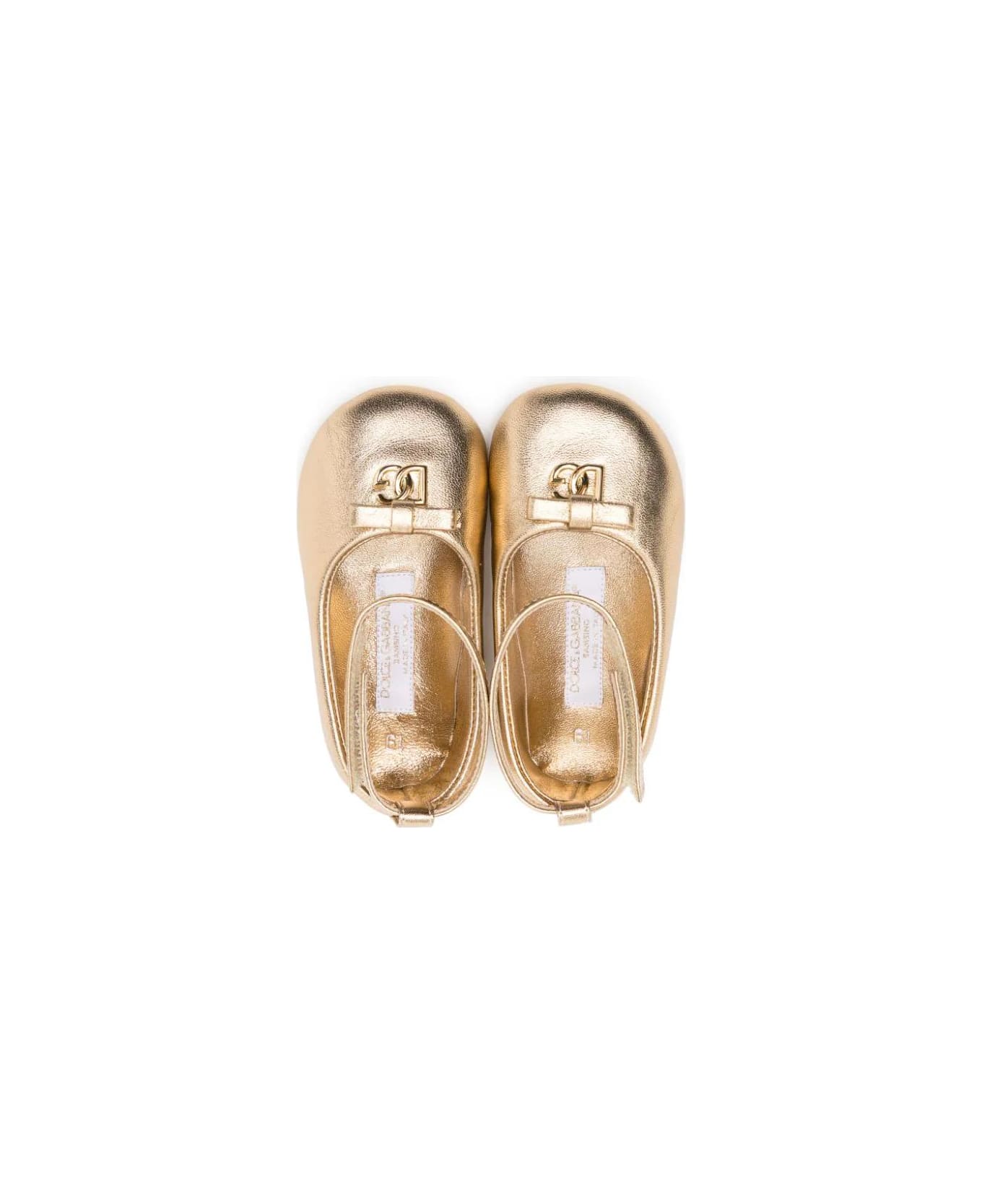 Dolce & Gabbana Ballerina Prewalker Oro In Nappa Baby Girl - Oro