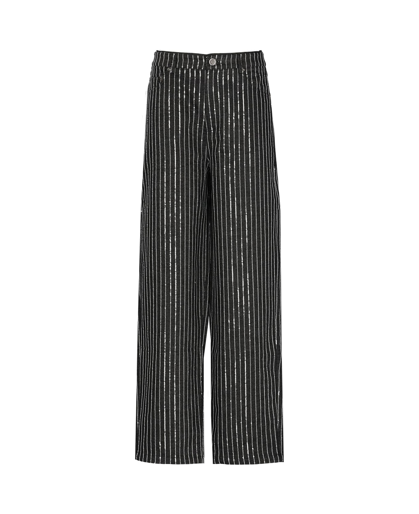 Rotate by Birger Christensen Twill Trousers With Paillettes - Black
