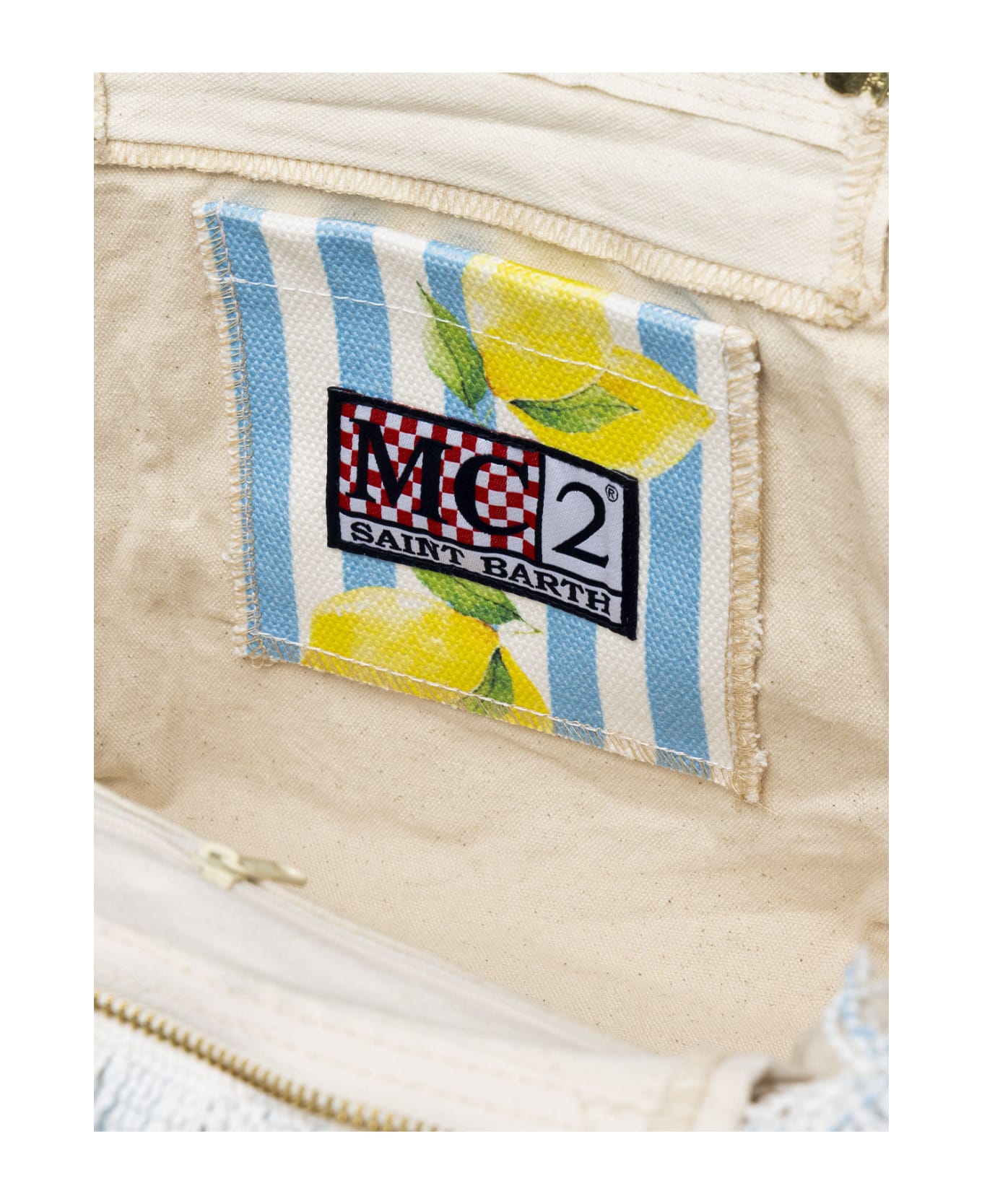 MC2 Saint Barth Striped Cotton Canvas Colette Handbag - SKY