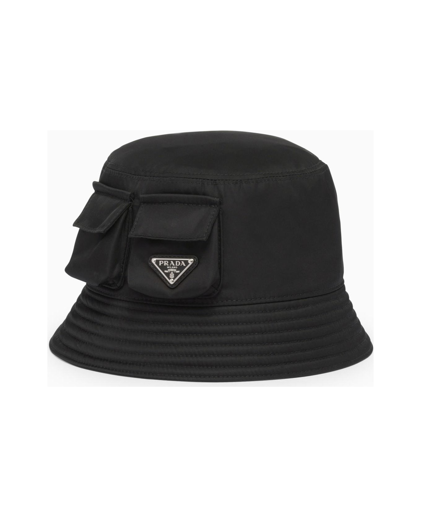 Prada Black Re-nylon Bucket Hat With Pockets - NERO