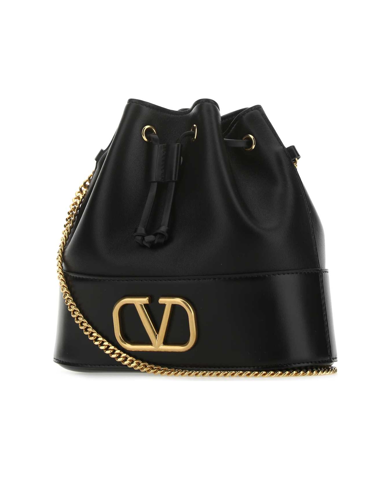 Valentino Garavani Black Leather Bucket Bag - NERO