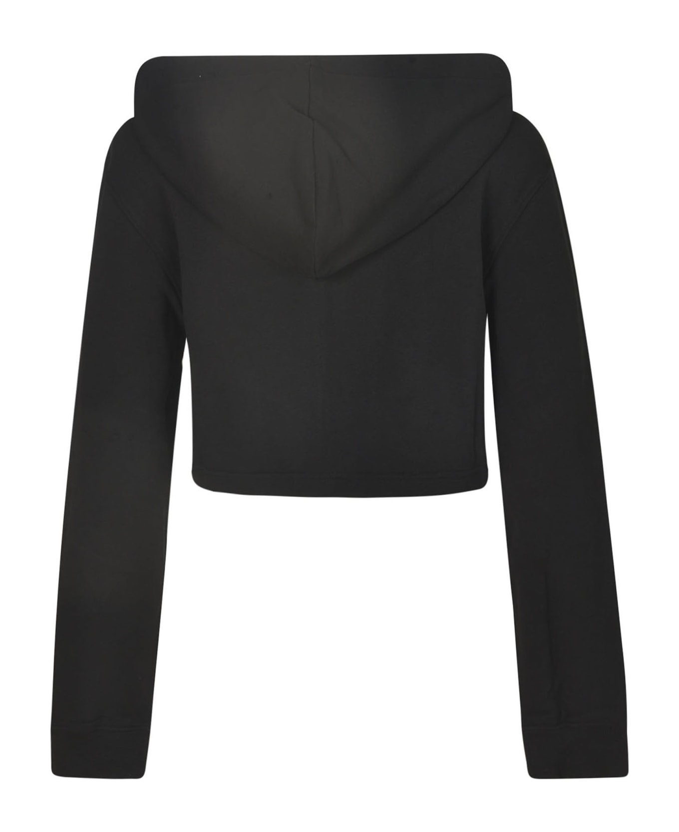 Moschino Logo Bear Cropped Zip Hoodie - Black