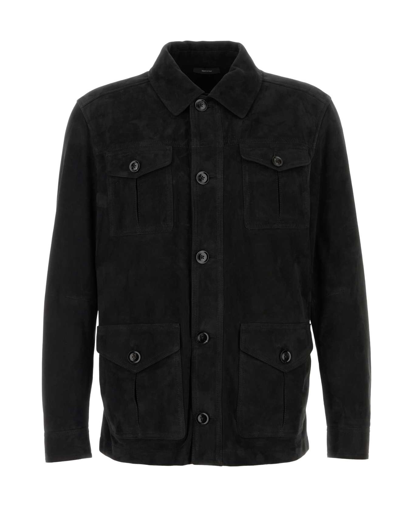 Tom Ford Black Suede Jacket - BLACK