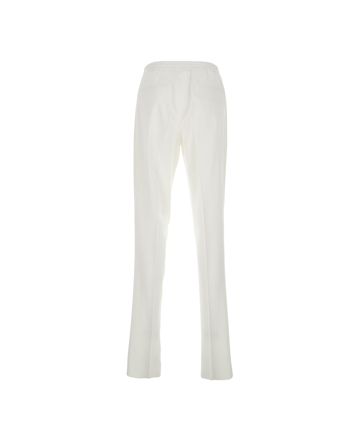 Lardini White Pants With Elastic Waist And Drawstring In Cotton Man - White