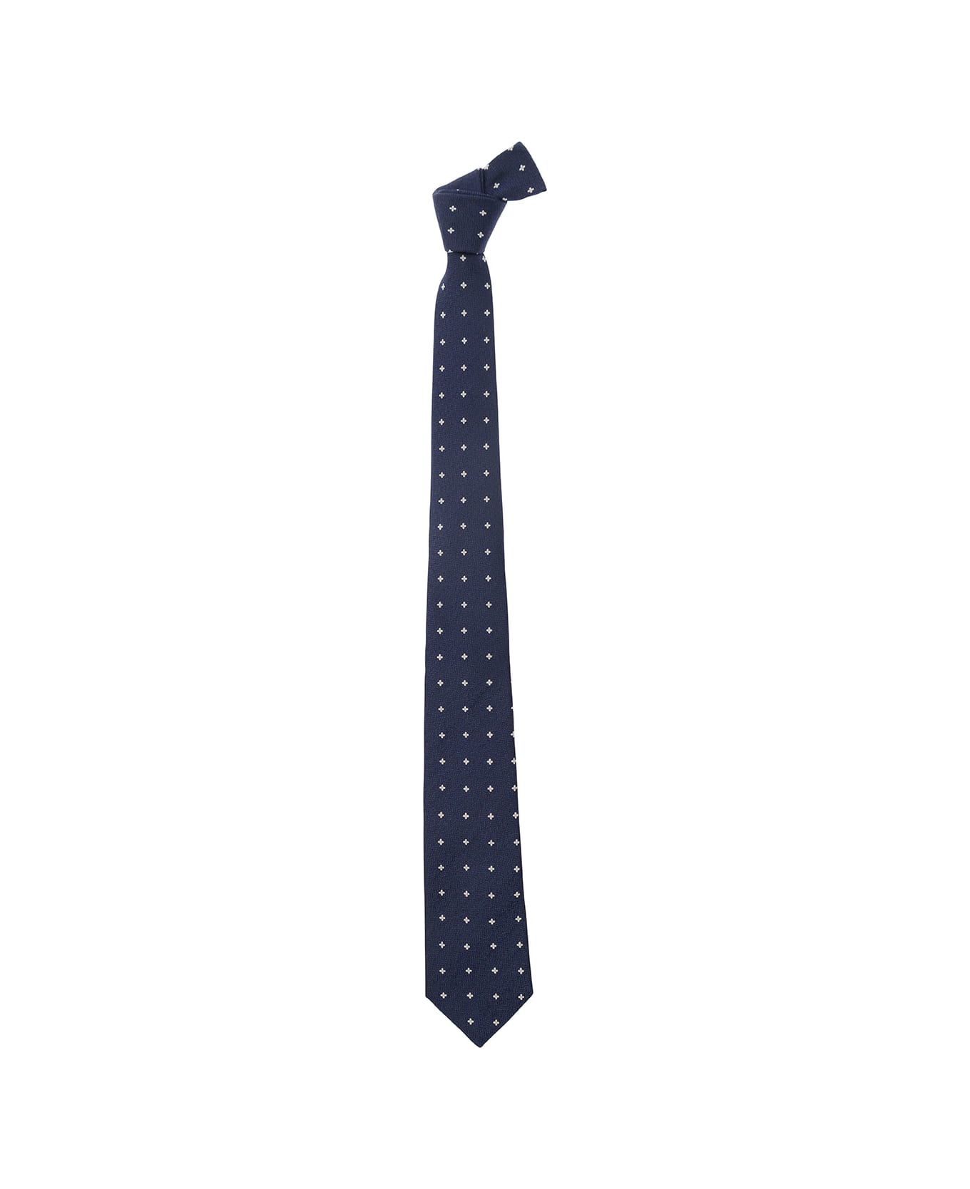 Tagliatore Blue Tie With Floiwer Embroidery In Silk Man - Blu ネクタイ