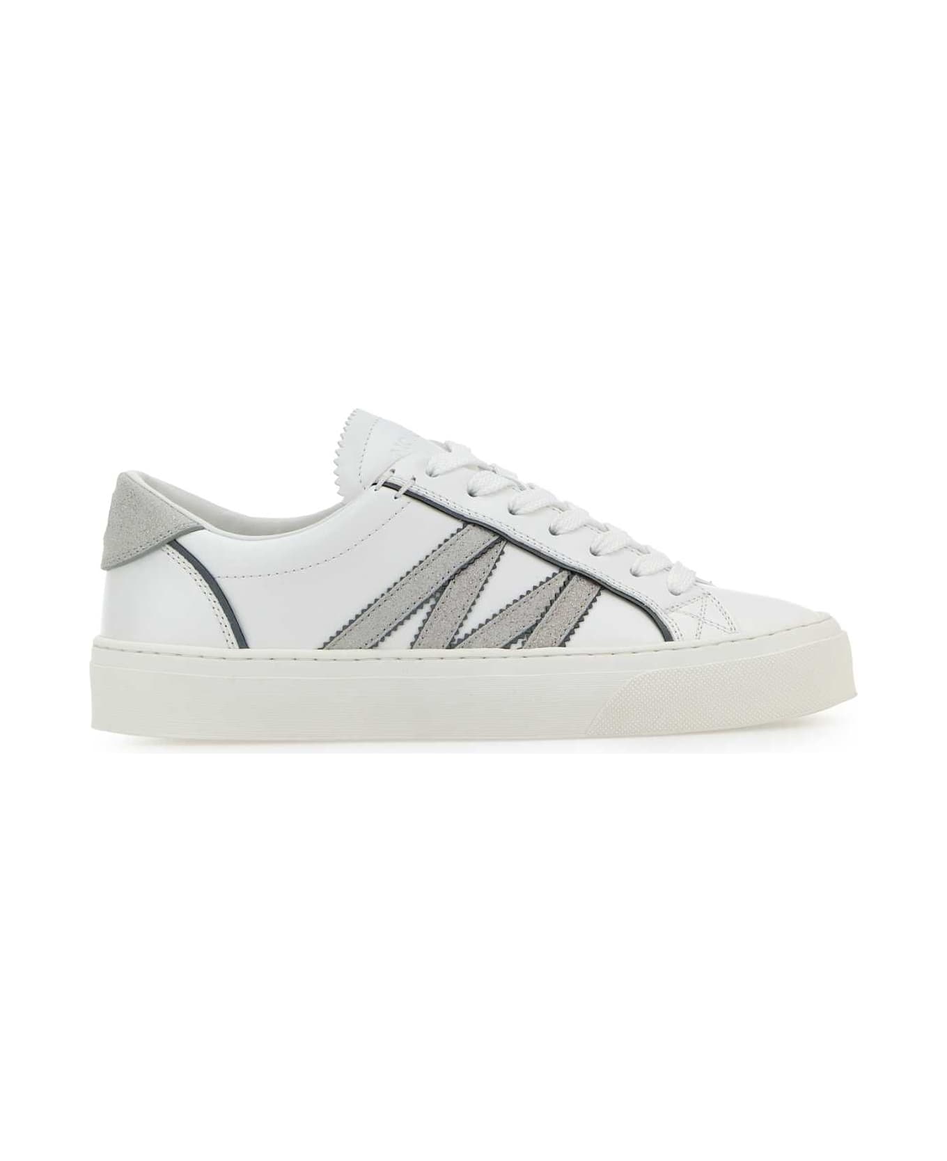 Moncler White Leather Monaco2 Sneakers - 001