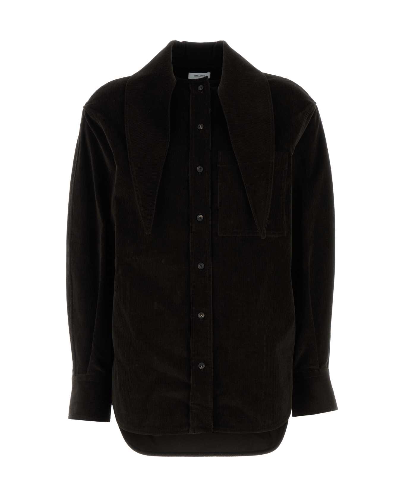 Ferragamo Dark Brown Corduroy Shirt - DARKEXPRESSO