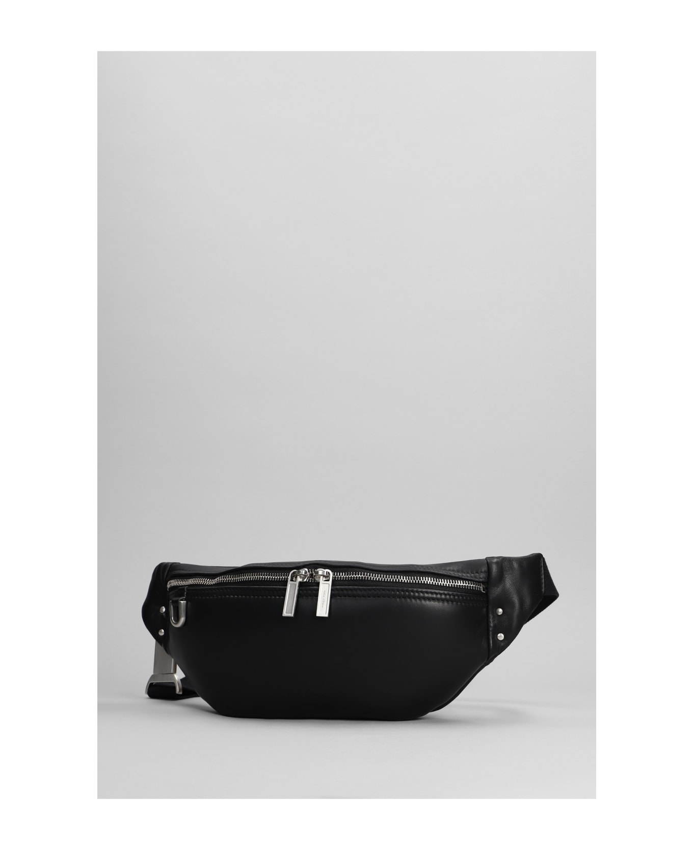 Rick Owens Geo Bumbag Waist Bag In Black Leather - black ベルトバッグ
