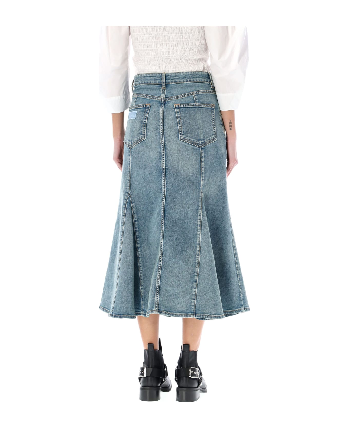 Ganni Peplum Midi Skirt - BLUE