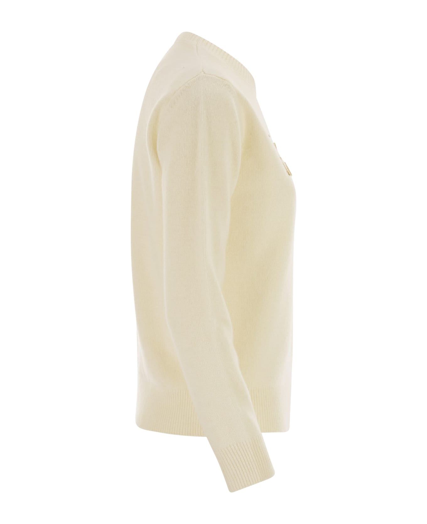 MC2 Saint Barth Wool And Alpaca Blend Jumper With Favolosa Embroidery - Cream